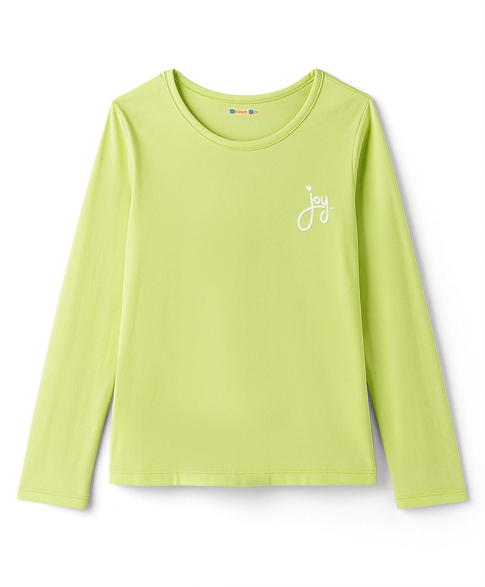 Kookie Kids Single Jersey Knit Full Sleeves T-Shirt with Small HD Print - Lime Green-image-35