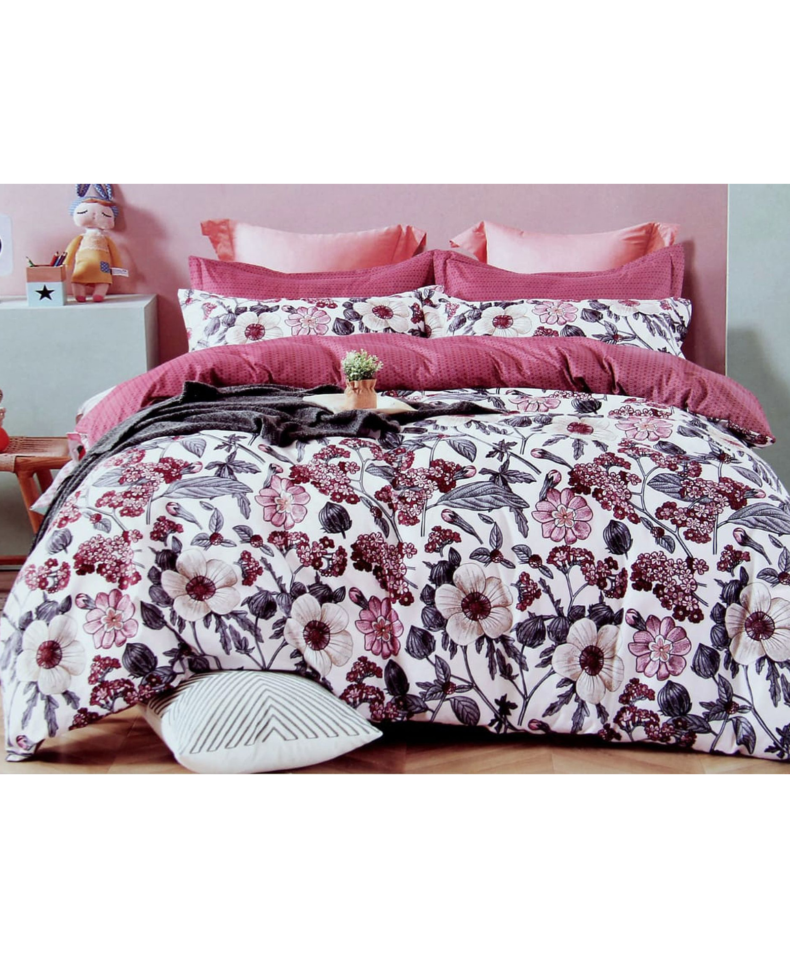 BhaiJi Bedsheets 220 TC Glace Cotton Bed Sheet King Size 108x108 Inch With 2 Pillow covers - Beige Floral-image-17
