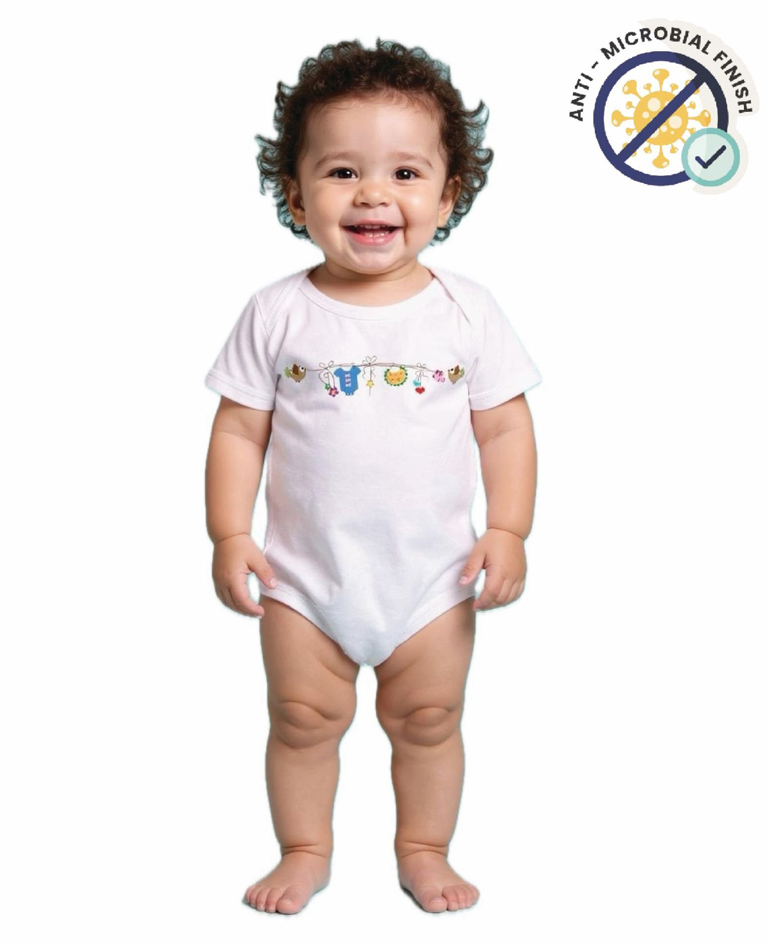 COCOON ORGANICS 100% Cotton Knit Half Sleeves Apparels Printed Anti Microbial Onesie - White-image-27