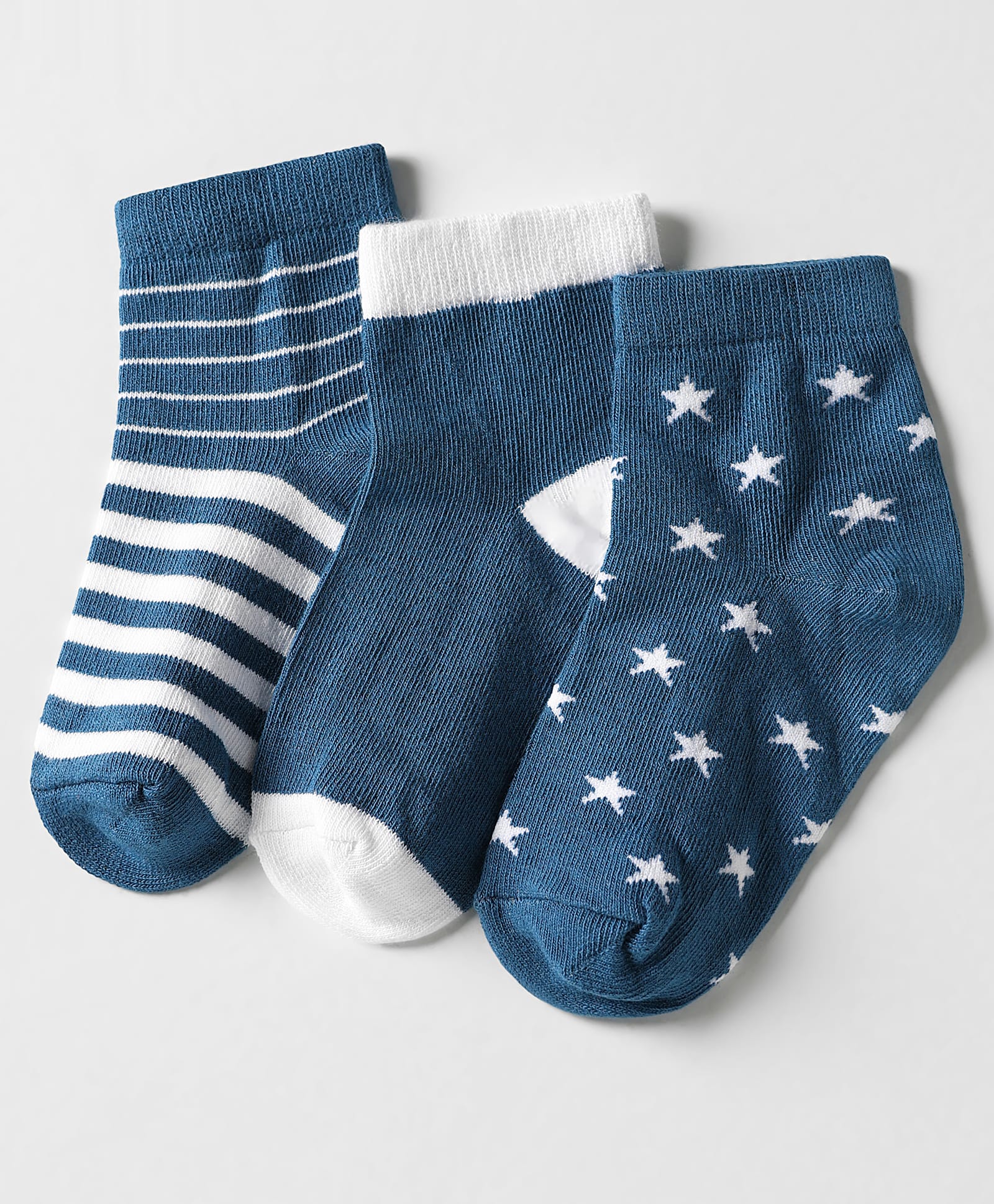 cute walk by babyhug Cutewalk by Babyhug Ankle Length Anti-Bacterial Socks with Star Design & Stripes Pack of 3 - Navy Blue-picture-10
