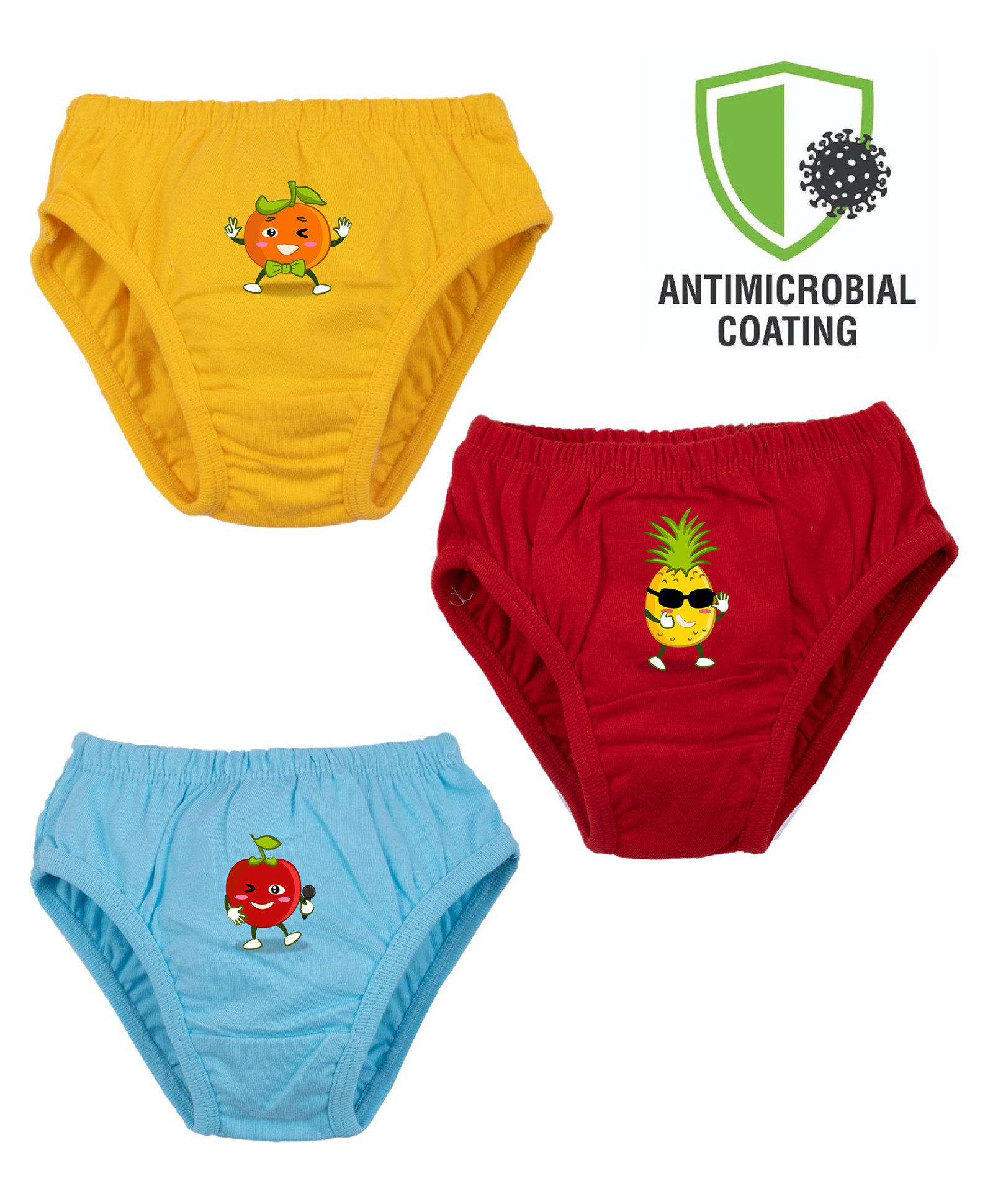 COCOON ORGANICS Cotton Knit Pack Of 3 Fruits Printed Anti Microbial Bloomers - Yellow Red & Sky Blue-picture-13