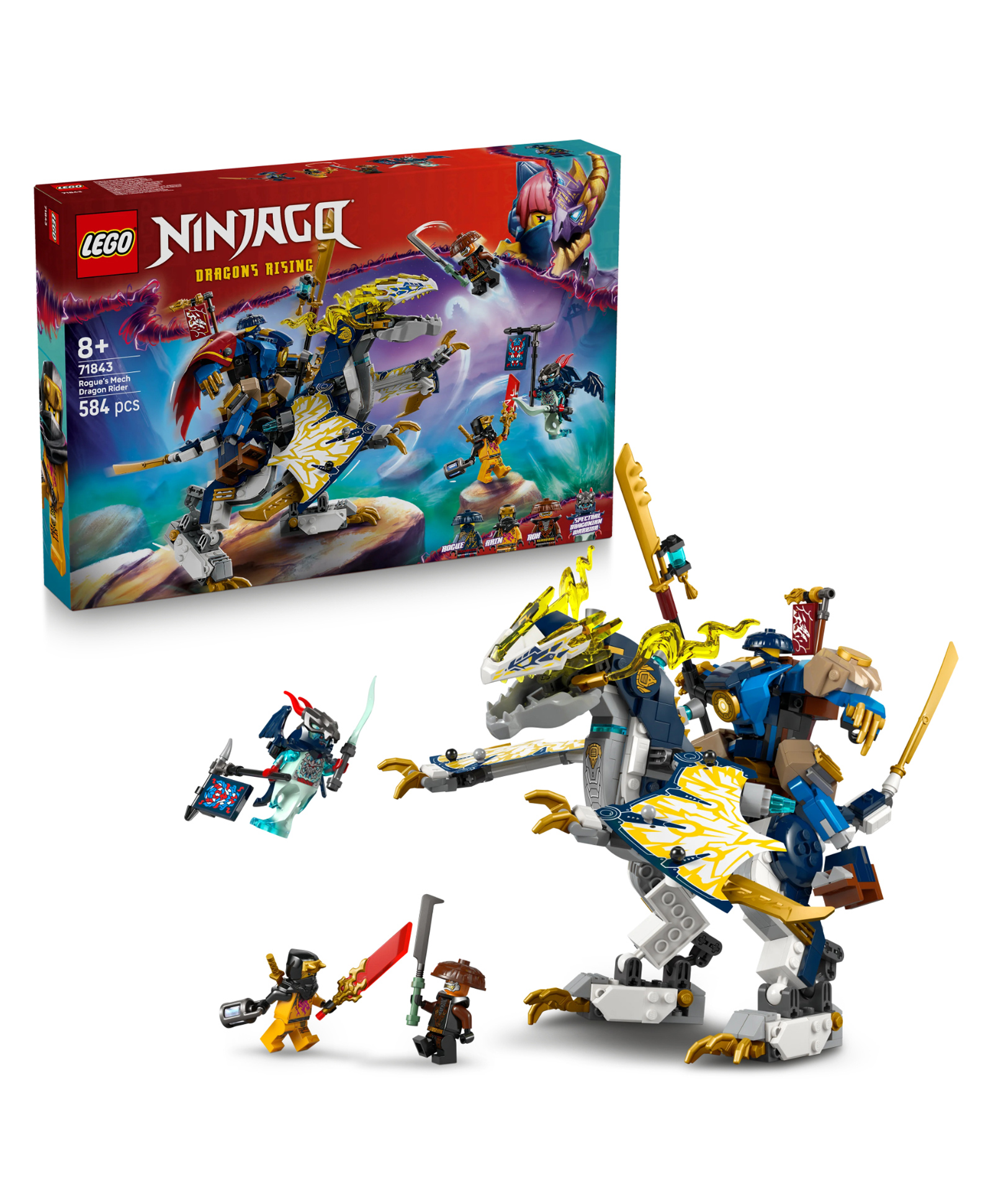 LEGO NINJAGO Rogue's Mech Dragon Rider Ninja Toy 584 Pieces - 71843-image-34
