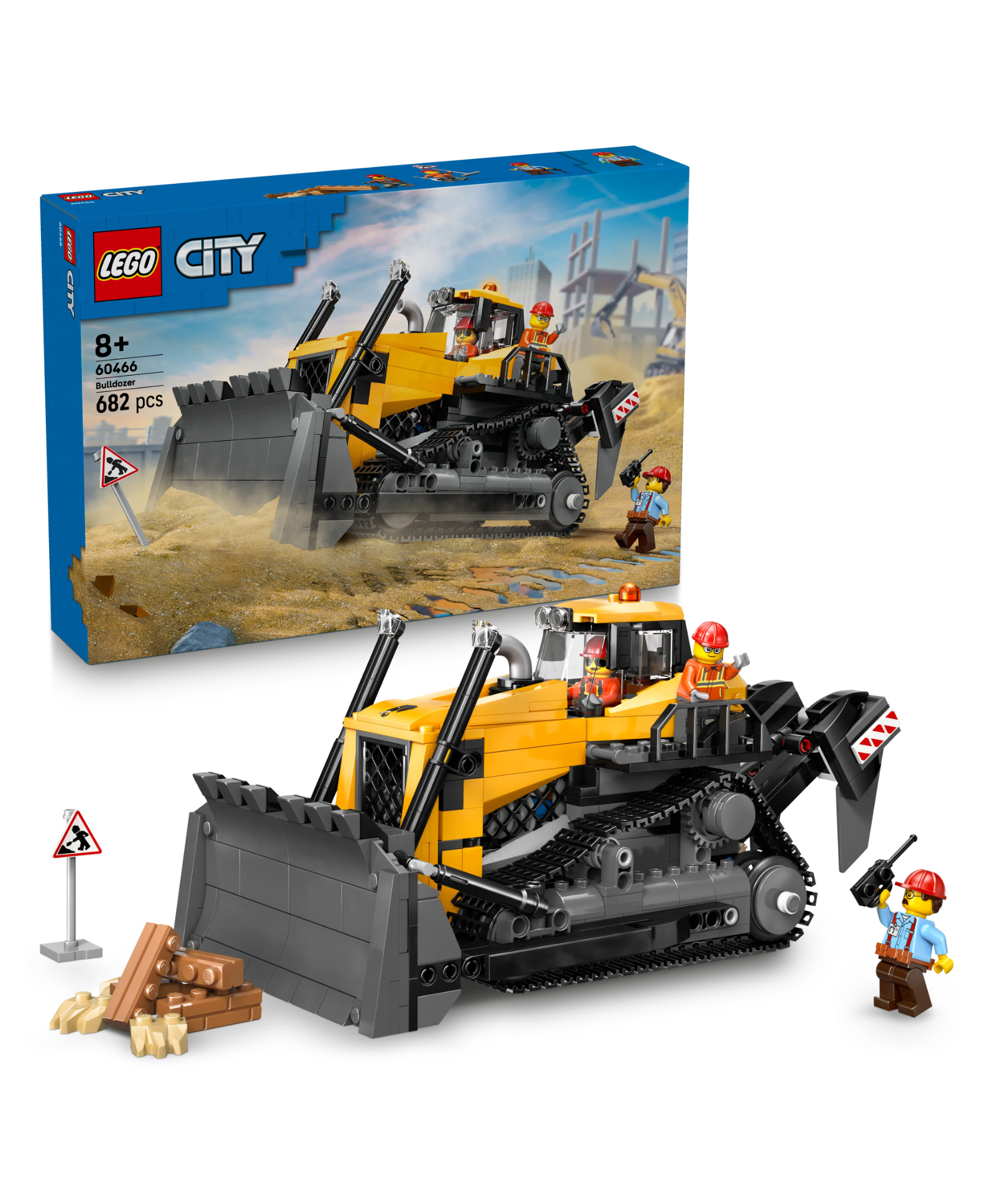 LEGO City Yellow Bulldozer Construction Site Building Toy Playset 682 Pieces- 60466-picture-13