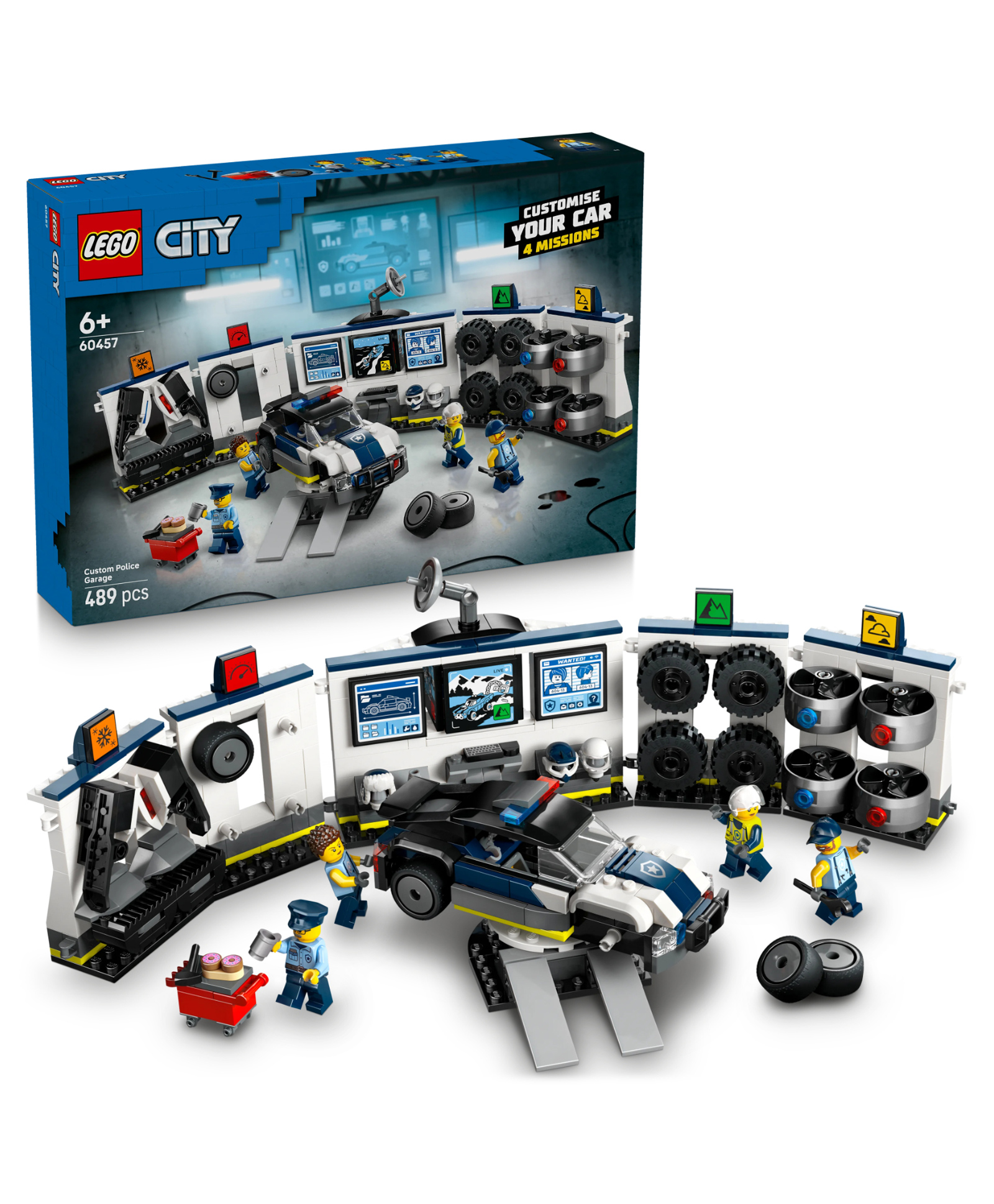 LEGO City Custom Police Car Garage Toy Set for Real-Life Heroes 489 Pieces-60457-picture-12