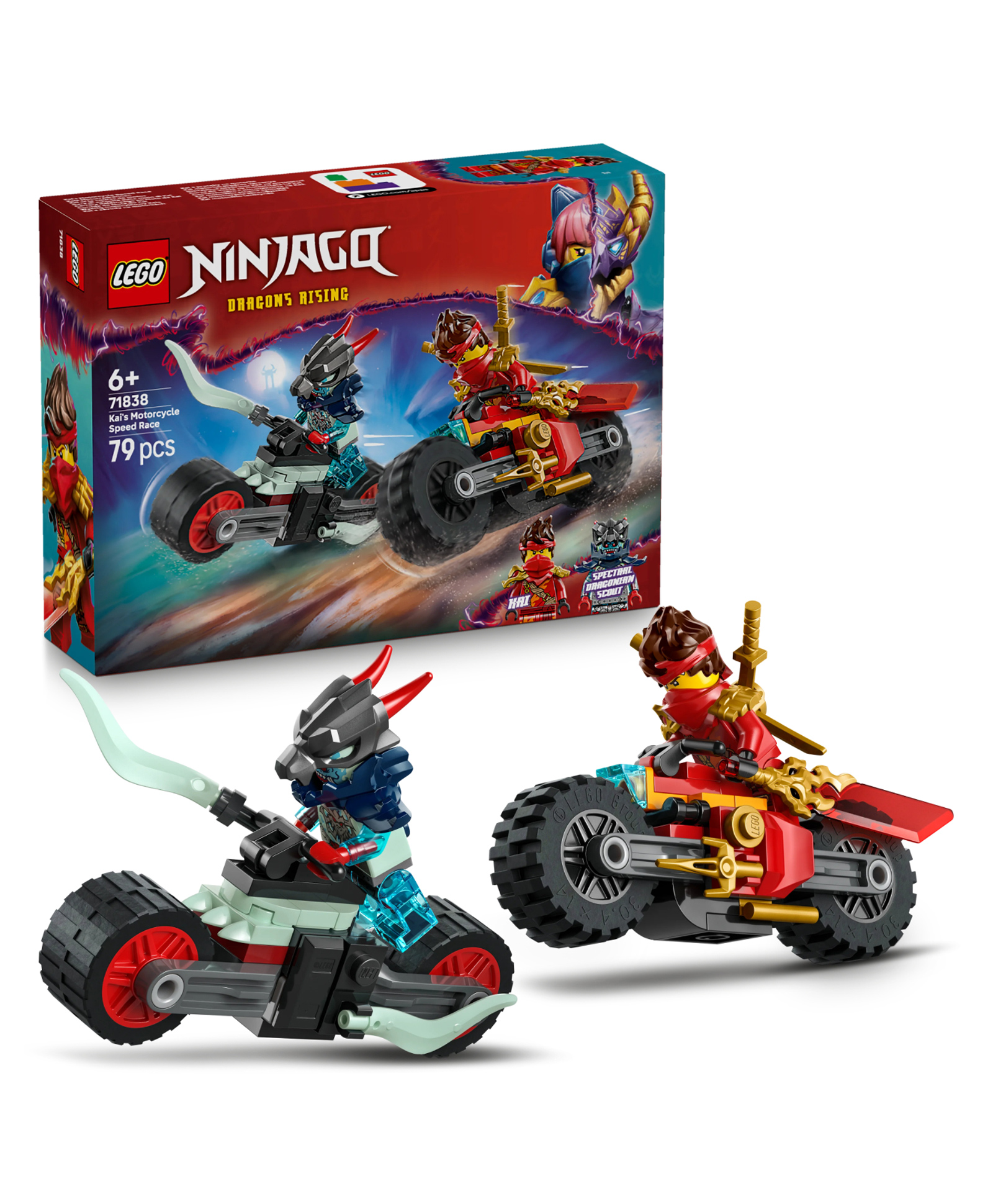 LEGO Ninjago Kai'S Motorcycle Speed Race Playset With 2 Ninja Bike Toys 79 Pieces - 71838-picture-23