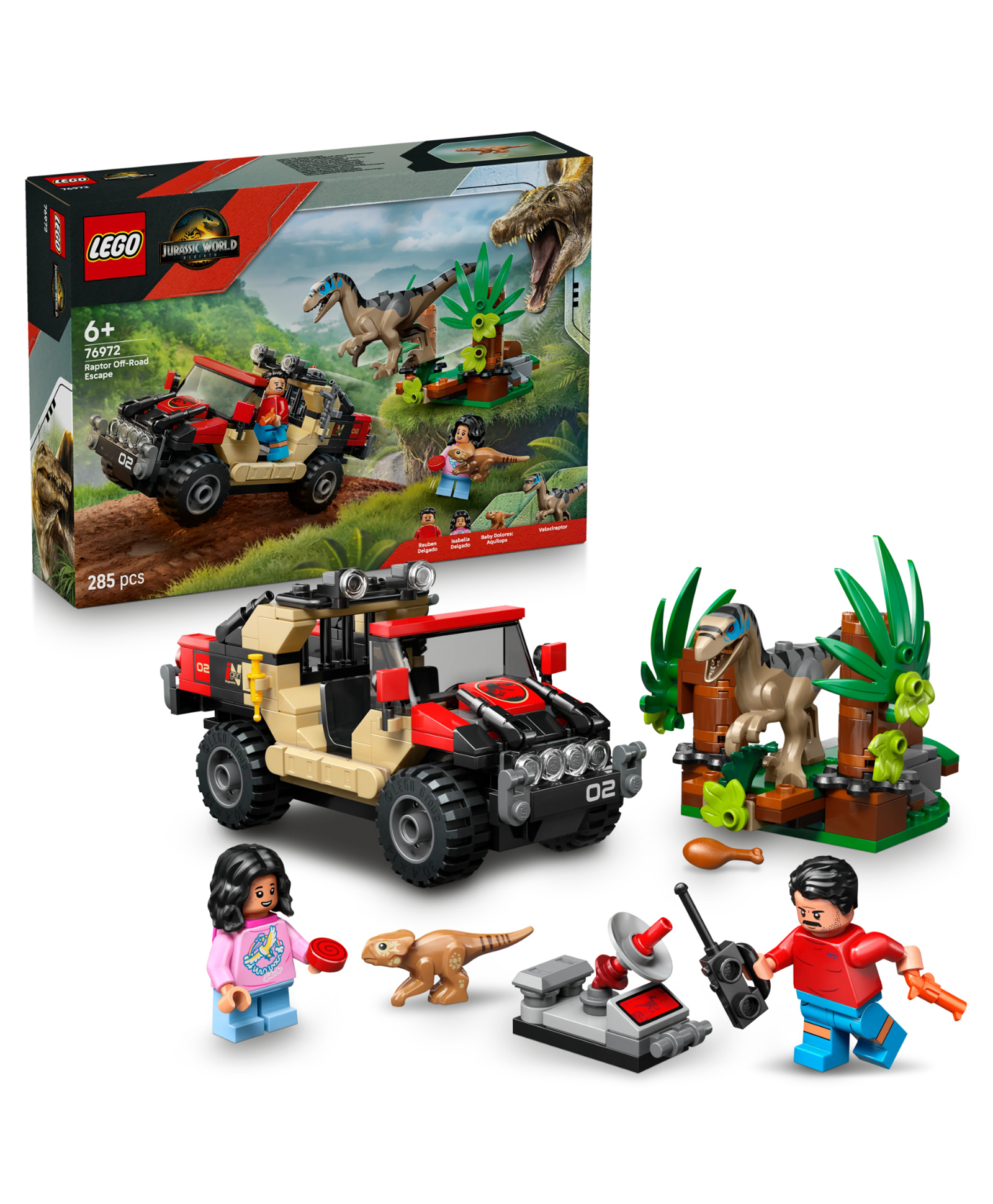LEGO Jurassic World Raptor Off-Road Escape Velociraptor Toy Dinosaur 285 Pieces -76972-picture-23