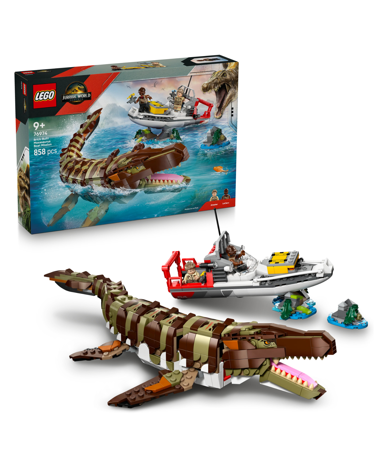 LEGO Jurassic World Brick-Built Mosasaurus Boat Mission Toy Dinosaur Set 858 Pieces- 76974-picture-27