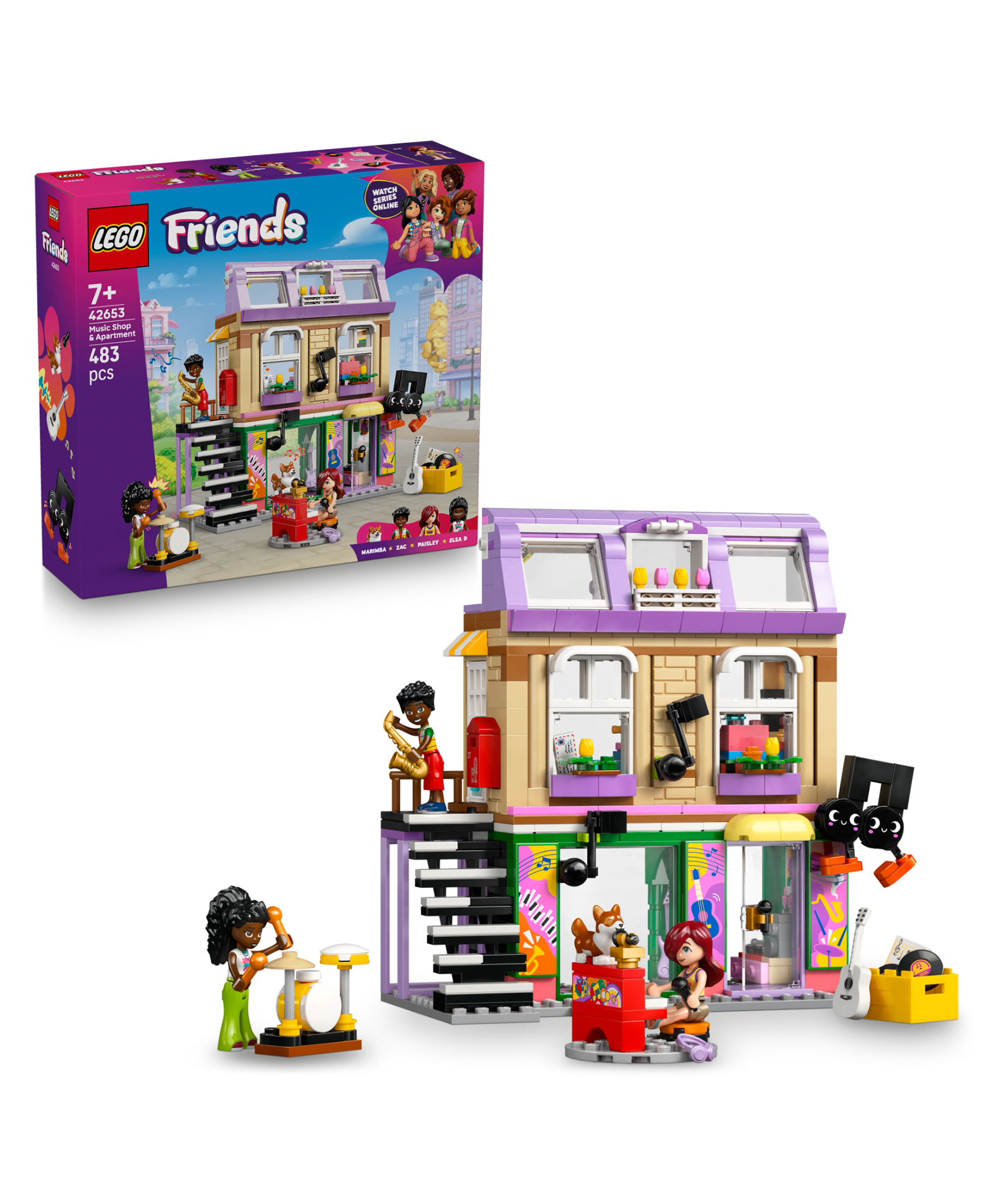 LEGO Friends Music Store & Apartment Building Set Pretend Play Toy 483 Pieces - 42653-image-44