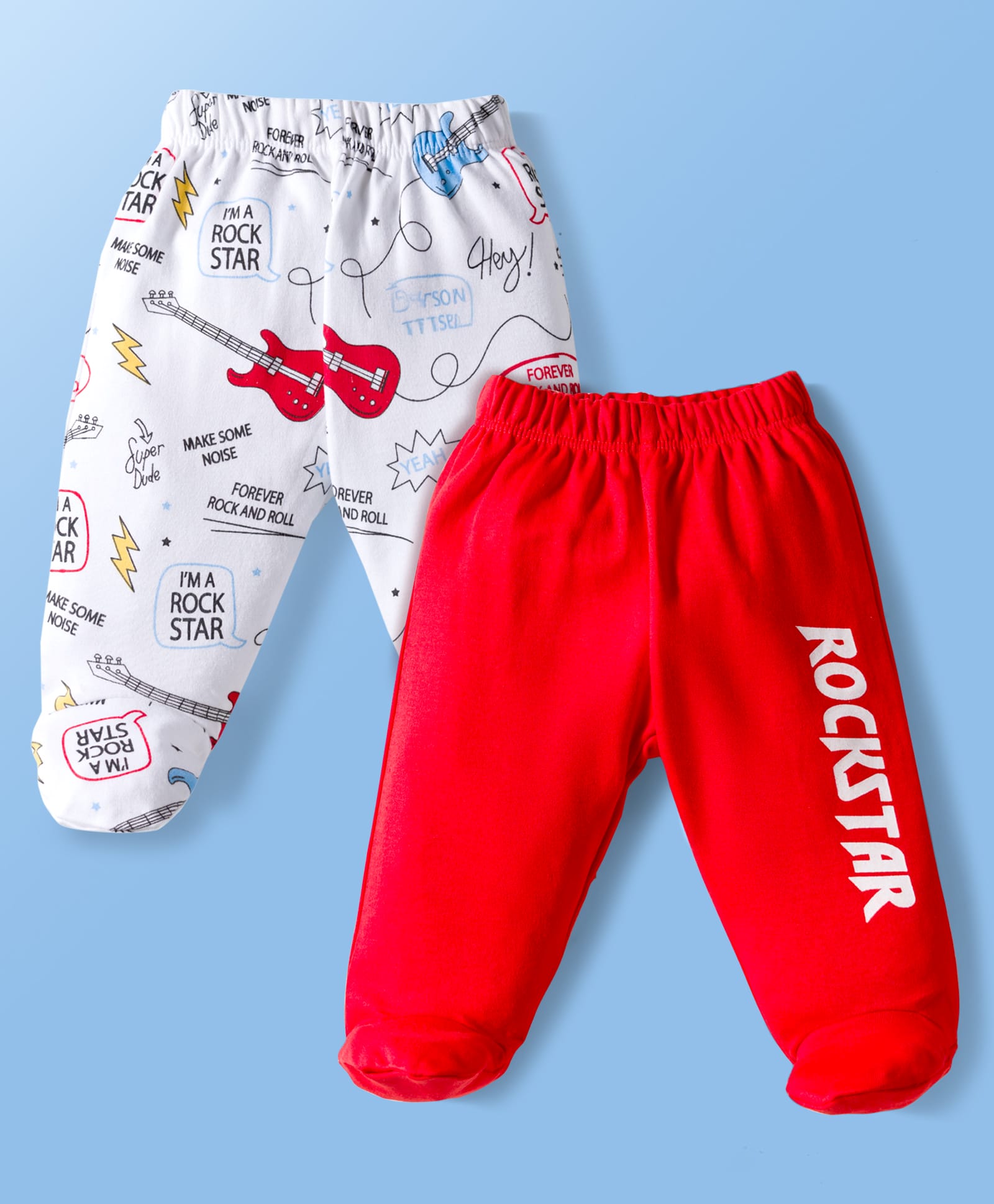 Doodle Poodle Interlock Knit Full Length Bootie Leggings With Text Print Pack Of 2 - Red & White-picture-39