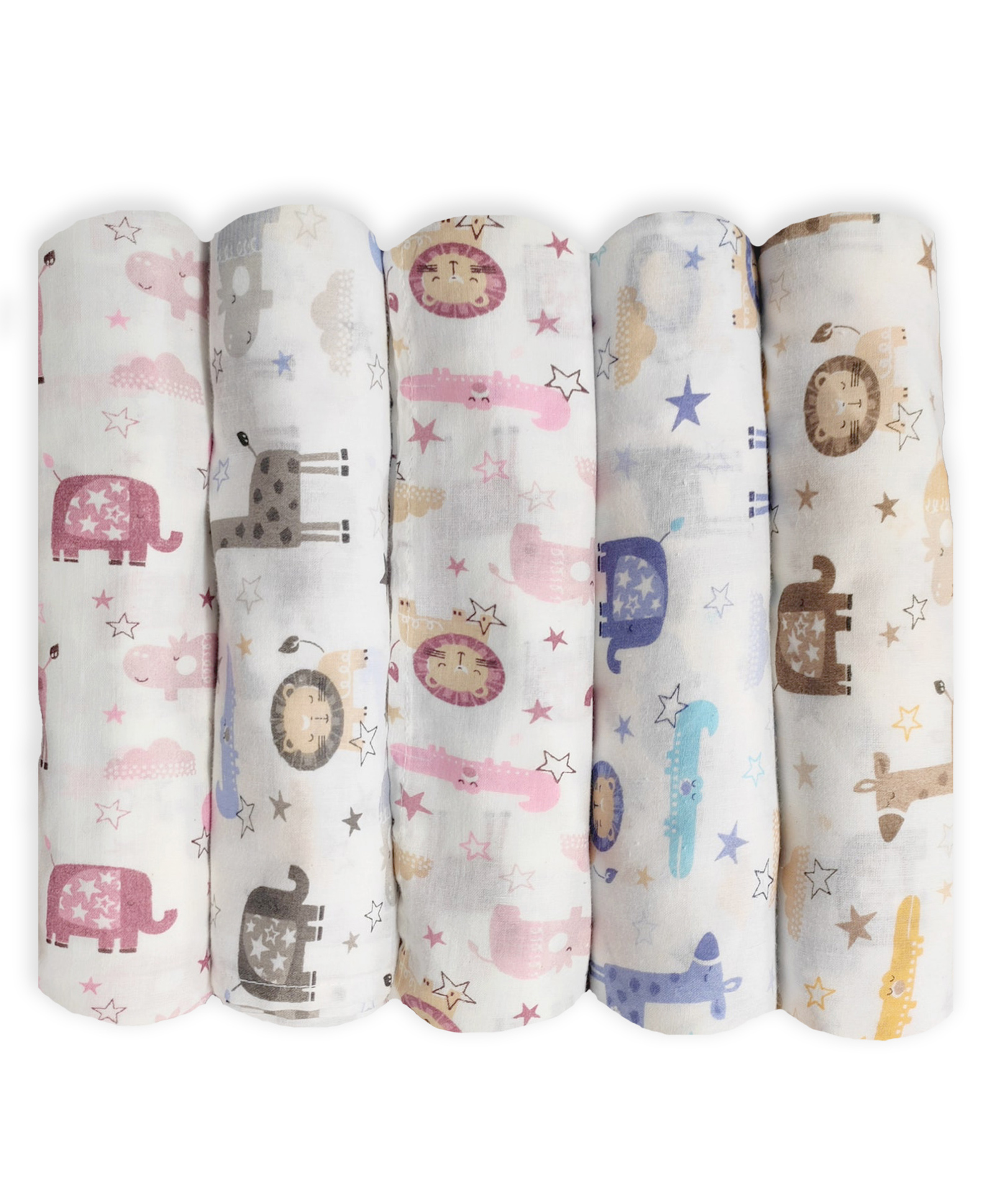 Trance Home Linen Super Soft Cotton Mulmul Swaddle Cloth Pack of 5 - Blue-picture-0