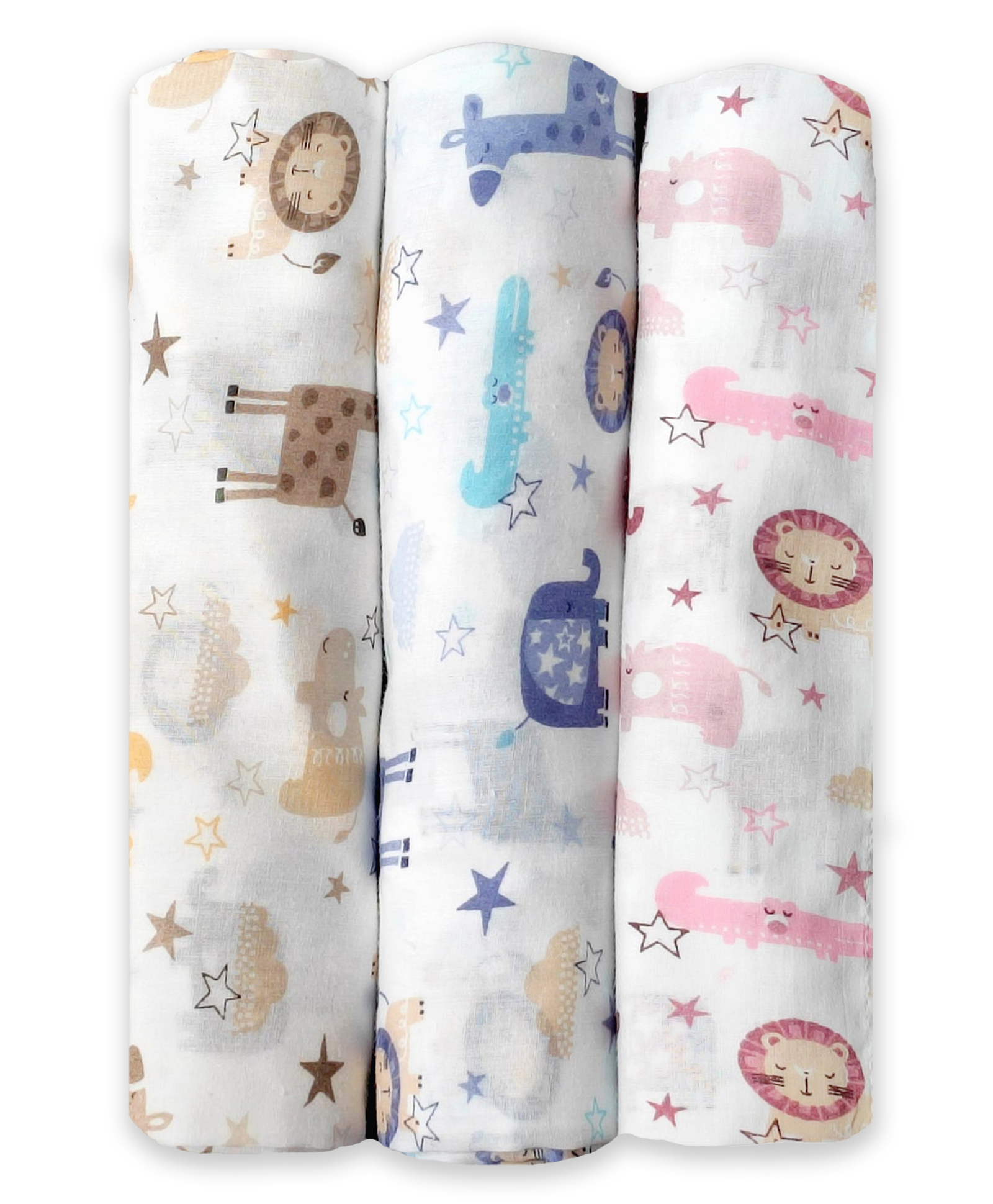 Trance Home Linen Super Soft Cotton Mulmul Swaddle Cloth Pack of 3 - Blue-picture-17