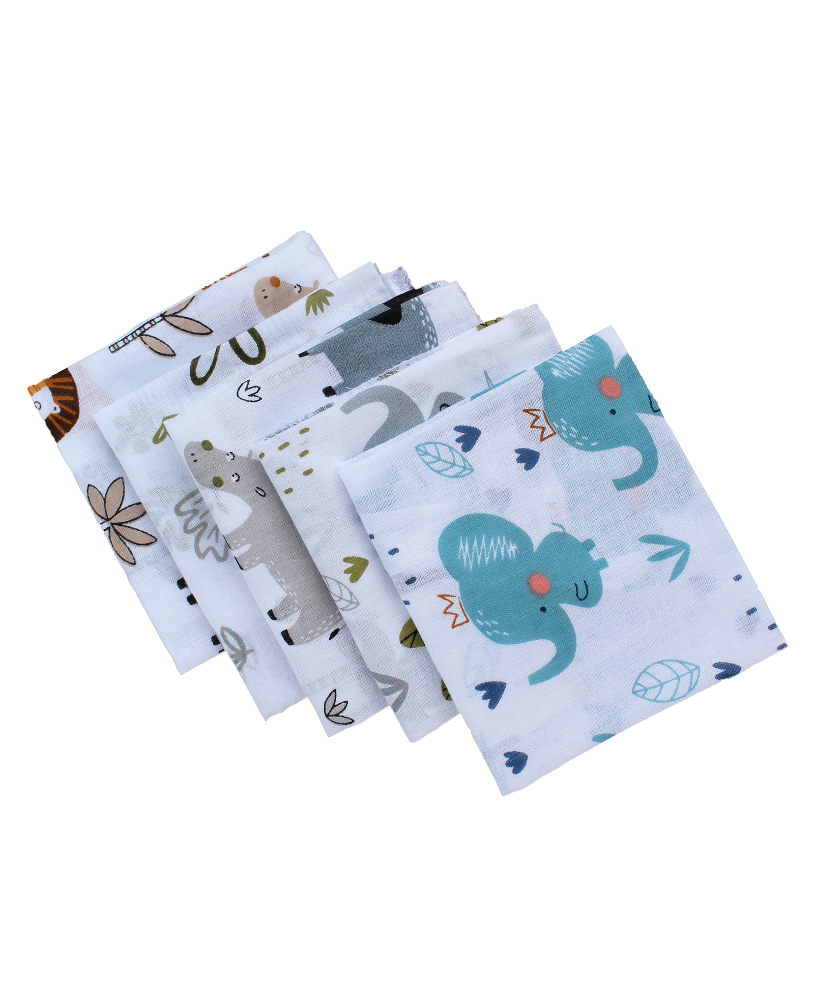 Trance Home Linen Super Soft 100% Cotton Thin Malmal Face Towels Reusable Hygiene Wash Cloth Napkin for New Babies Soft Hankies for Children Baby Pug - Pack of 5 pcs-image-36