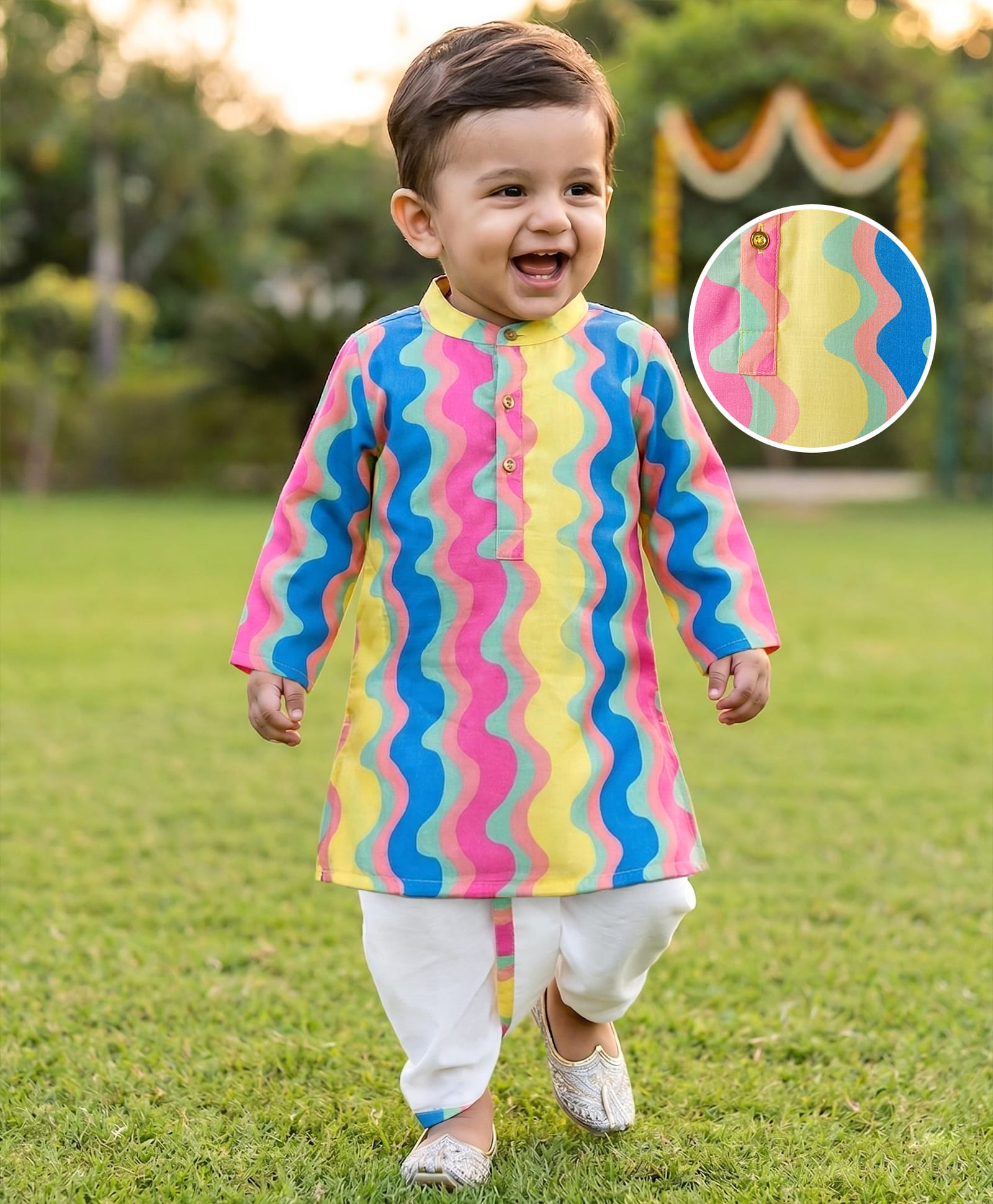 Babyhug Woven Full Sleeves Printed Kurta Dhoti Set - Multicolor-image-18