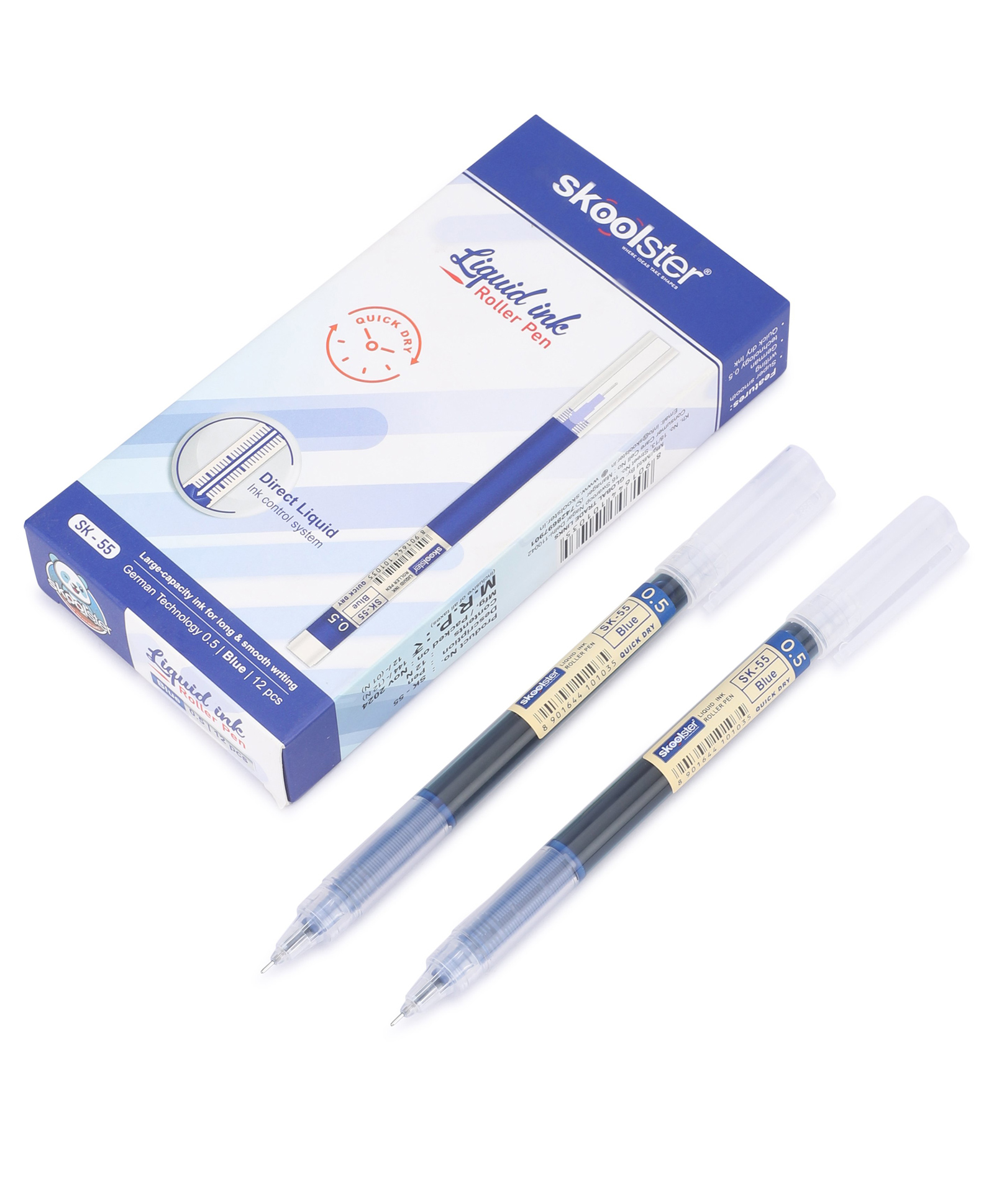 Skoolster 0.5 mm Liquid Ink Roller Pens Pack of 24 Smooth, Quick-Dry Pens for School, Office & Exams ( Blue)-picture-14
