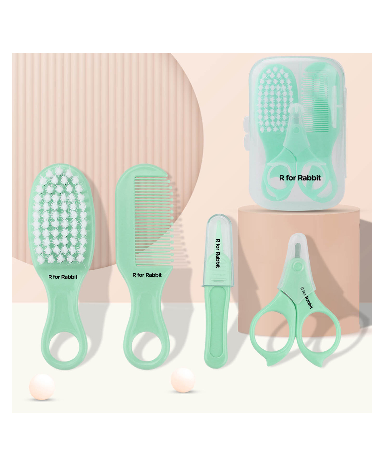 R for Rabbit 4-in-1 Baby Grooming Kit with Hairbrush Comb Scissors & Tweezers - Sea Green-picture-30