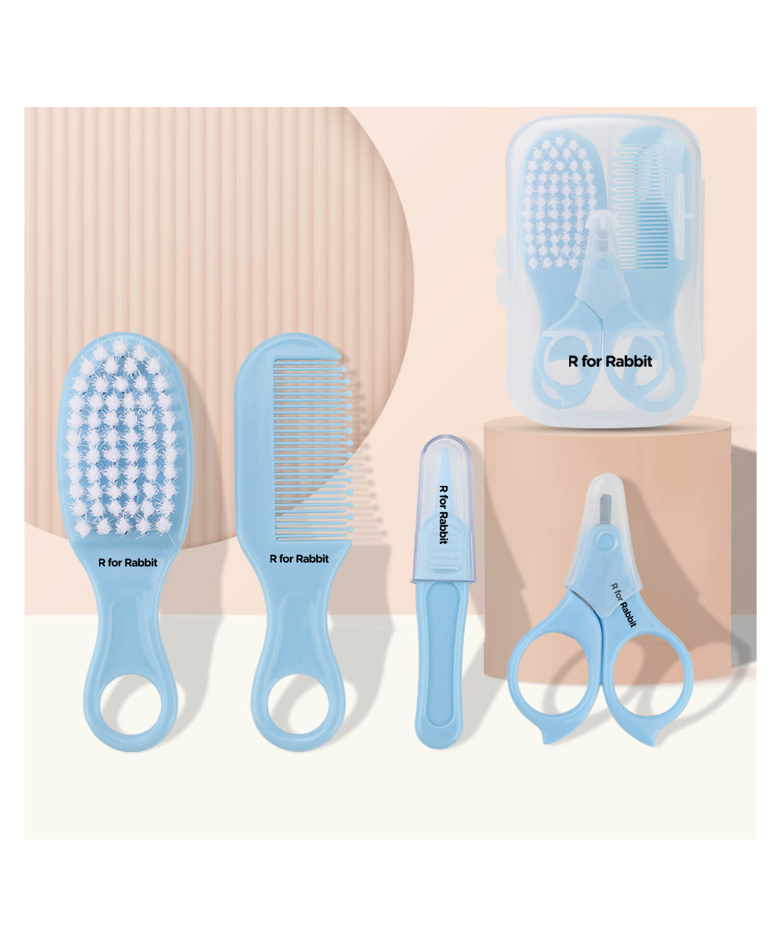 R for Rabbit 4-in-1 Baby Grooming Kit with Hairbrush Comb Scissors & Tweezers - Sky Blue-picture-45