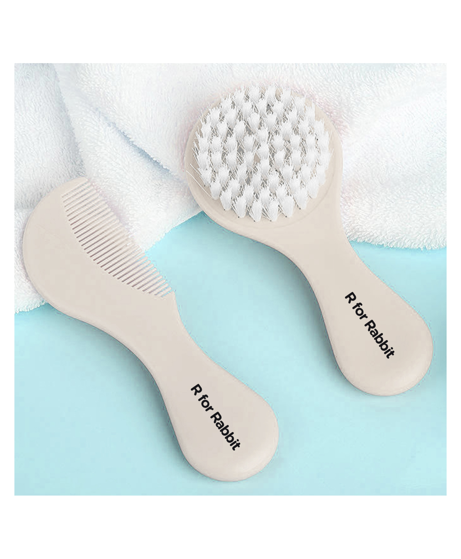 R For Rabbit Stylo Tiny Twirls Baby Hair Brush & Comb Set Travel Friendly - Beige-image-16