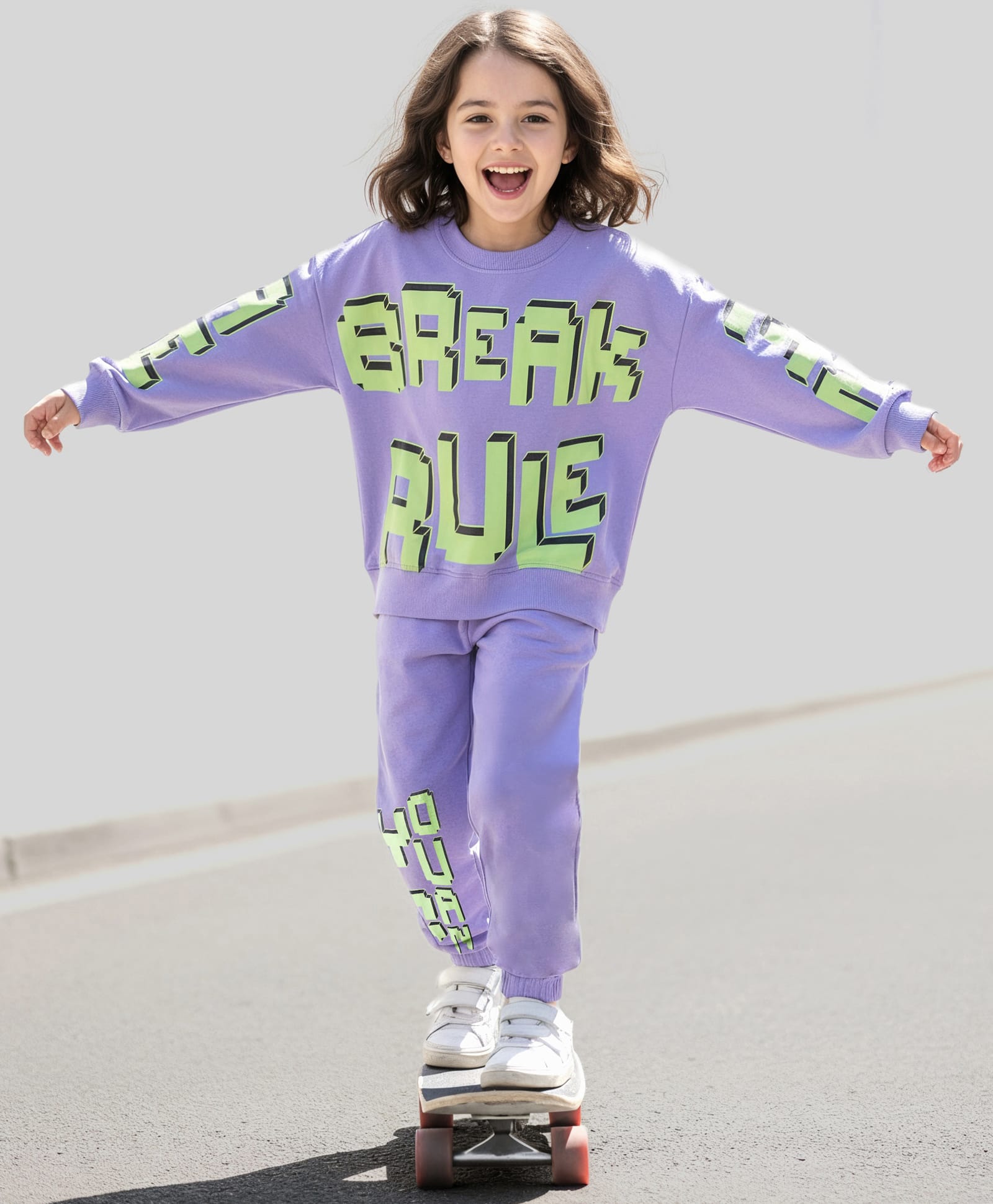 OLLINGTON ST. Cotton Knit Full Sleeves Text Printed Sweatshirts & Knit Joggers - Purple-image-34