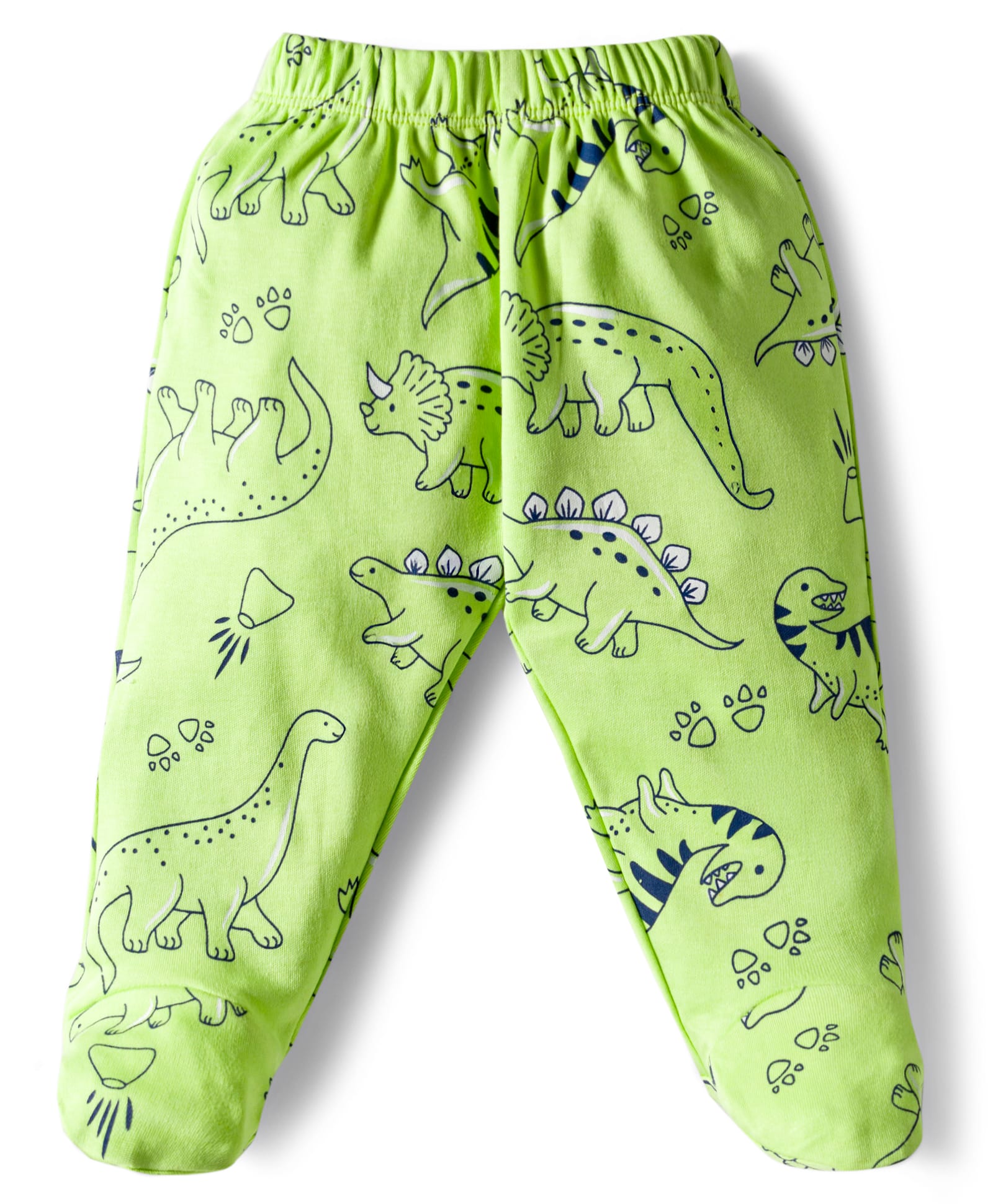 Doodle Poodle Interlock Knit Full Length Bootie Leggings With Dino Print - Lime Green-image-10