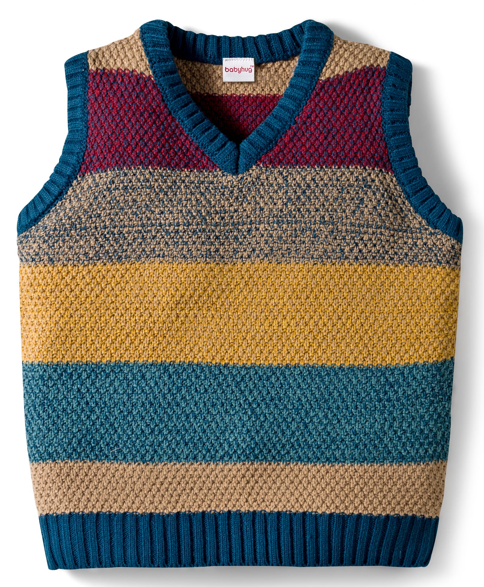 Babyhug Knit Sleeveless Pullover Sweater Vest with Stripes - Multicolor-image-39