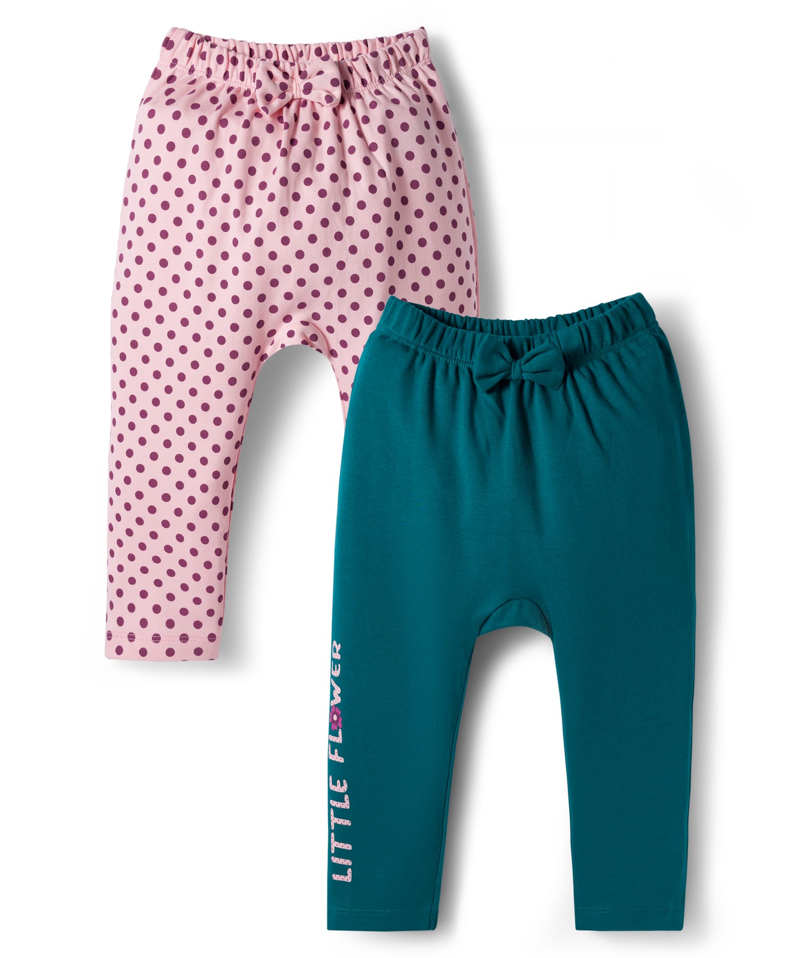 Babyoye 100% Cotton Interlock Knit Full Length Diaper Leggings With Eco Jiva Finish & Polka Dots Pack Of 2 - Teal Blue & Pink-picture-21