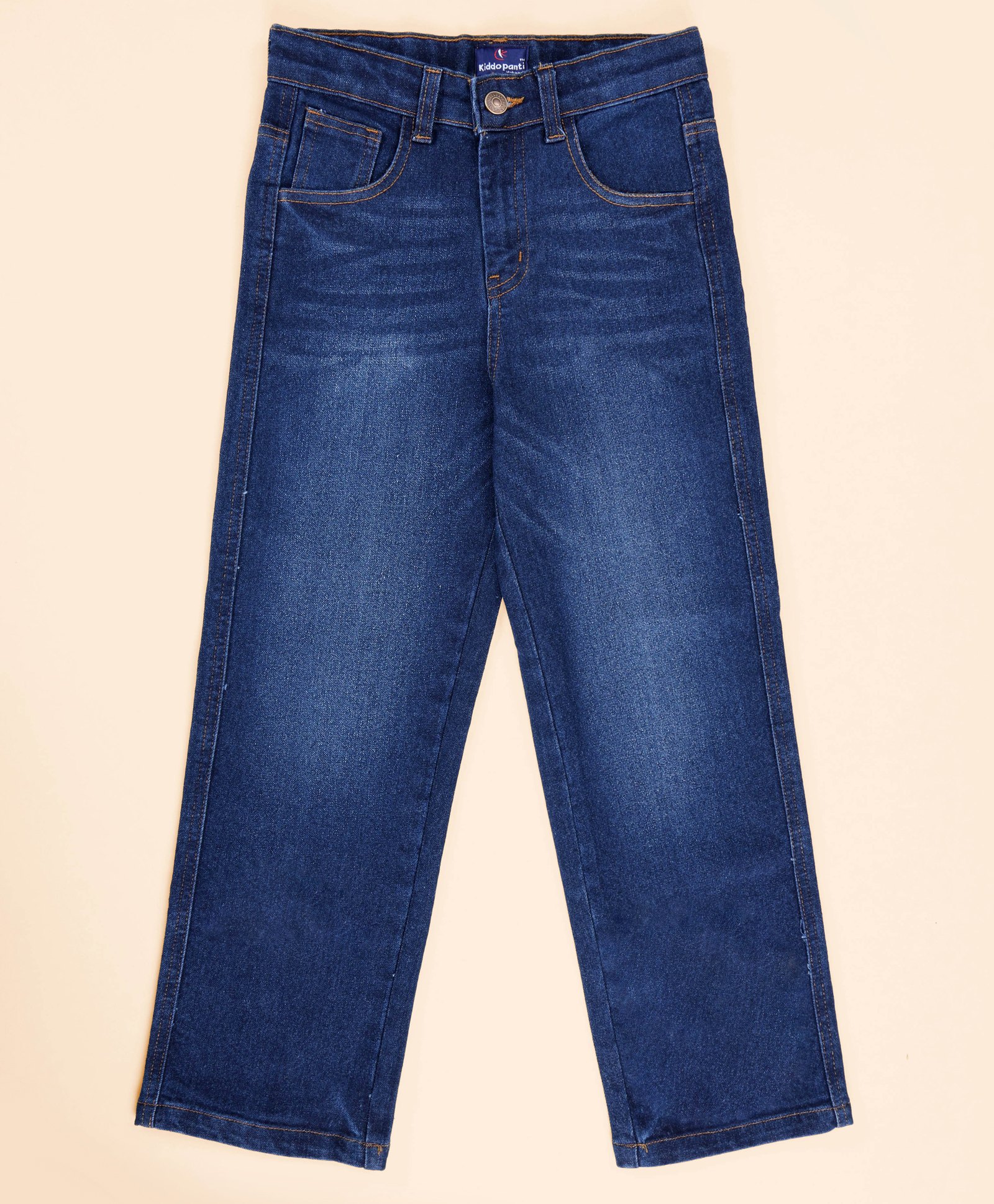 Kiddopanti Denim Woven Washed Straight Fit Jeans - Dark Blue-picture-13