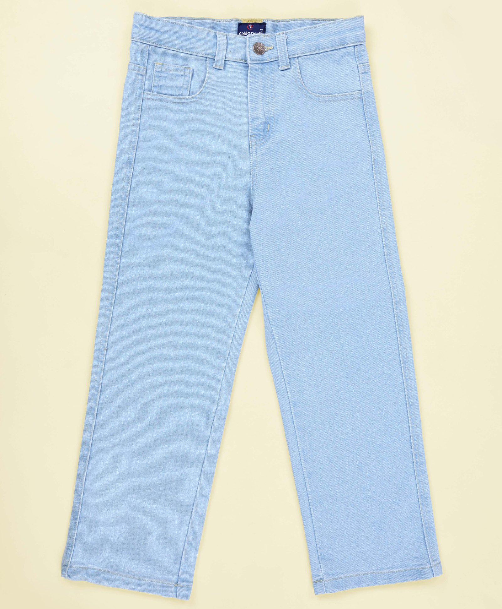 Kiddopanti Denim Woven Solid Straight Fit Jeans - Ice Wash Blue-picture-15