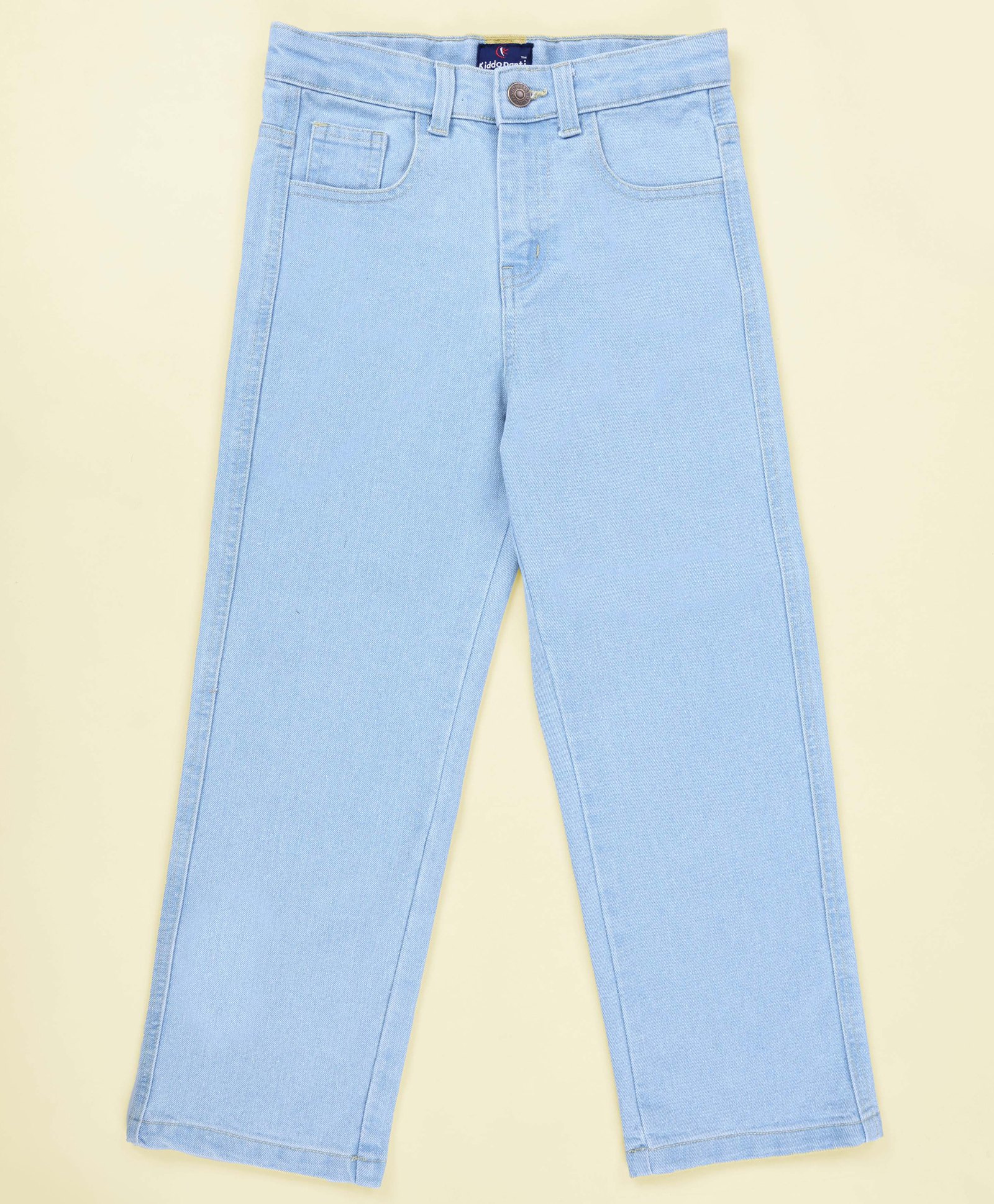 Kiddopanti Denim Woven Solid Straight Fit Jeans - Ice Wash Blue-picture-38