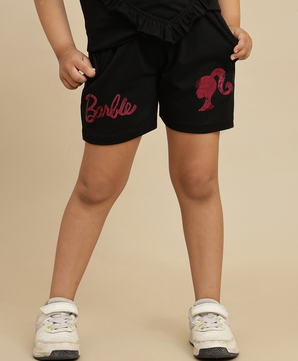 Kidsville Knit Mattel Featuring Barbie Printed Shorts - Black-picture-19