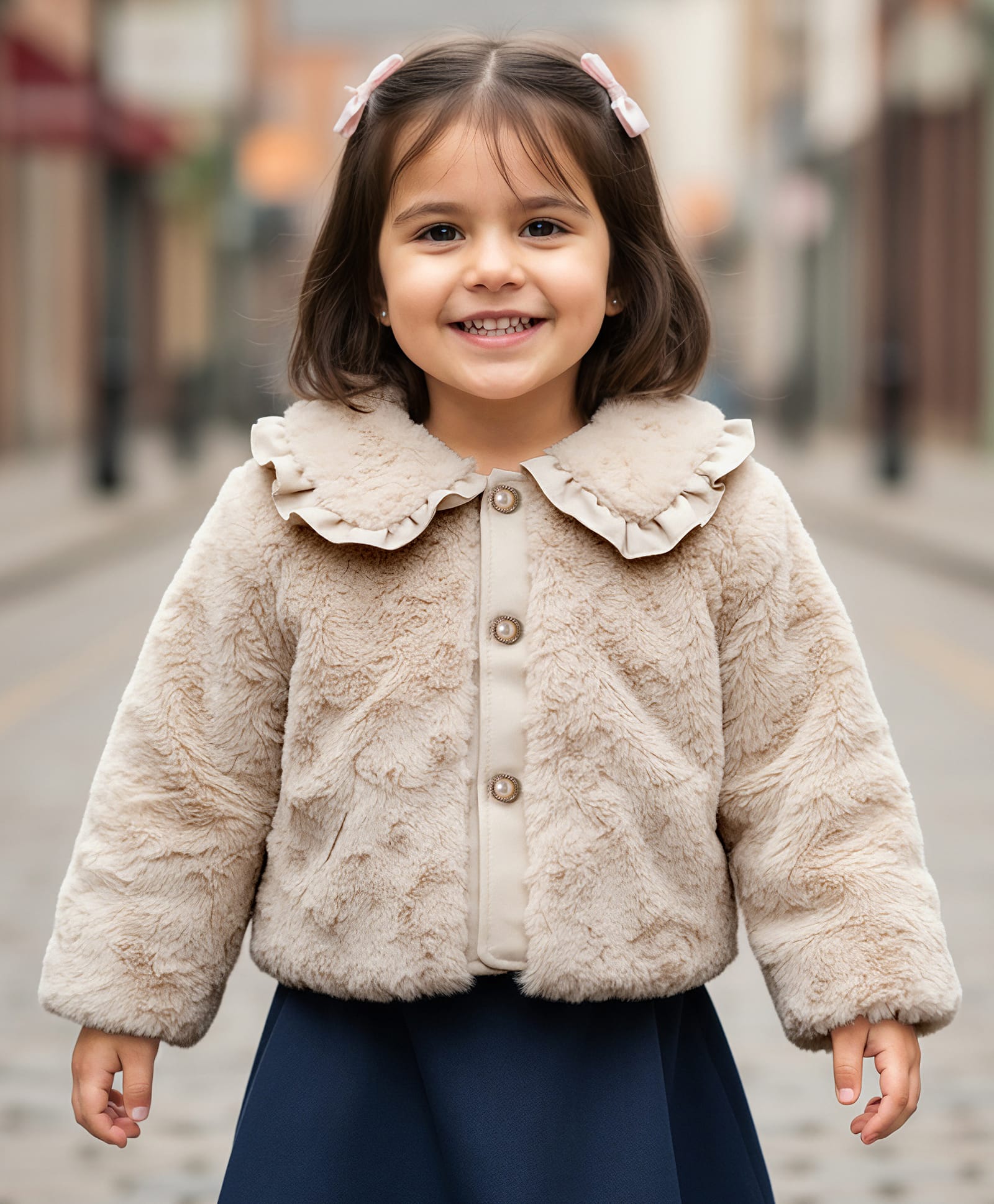 Babyhug Fur Woven Full Sleeves Jacket with Frill Detailing & Pearls - Light Pink-picture-17