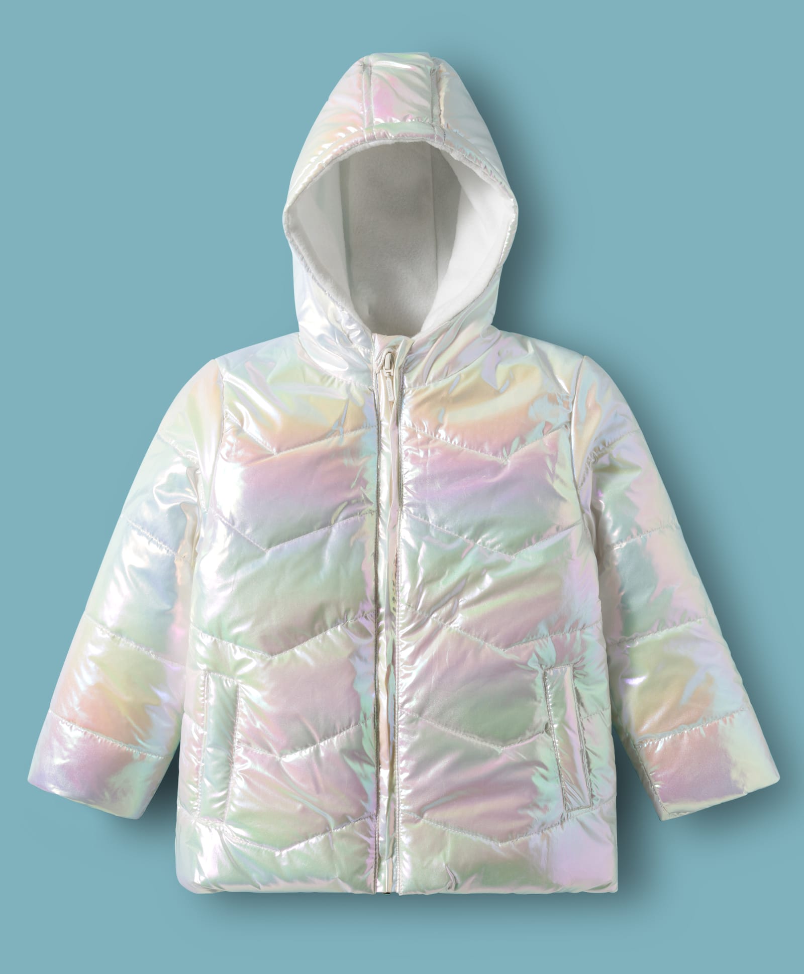 Babyhug Woven Full Sleeves Solid Hooded Padded Jacket - White-picture-22