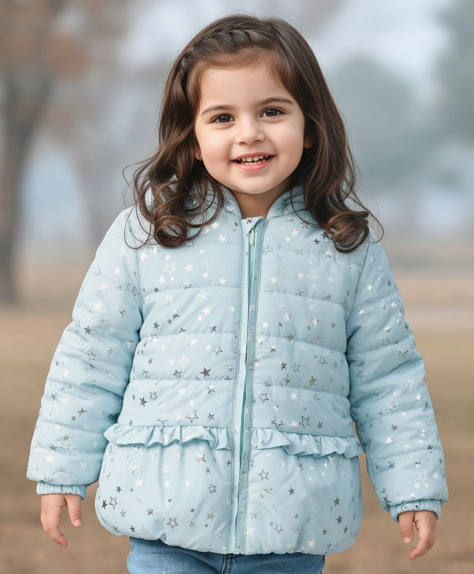 Babyhug Woven Full Sleeves Hooded Padded Jacket With Foil Star Print - Aqua Blue-picture-14