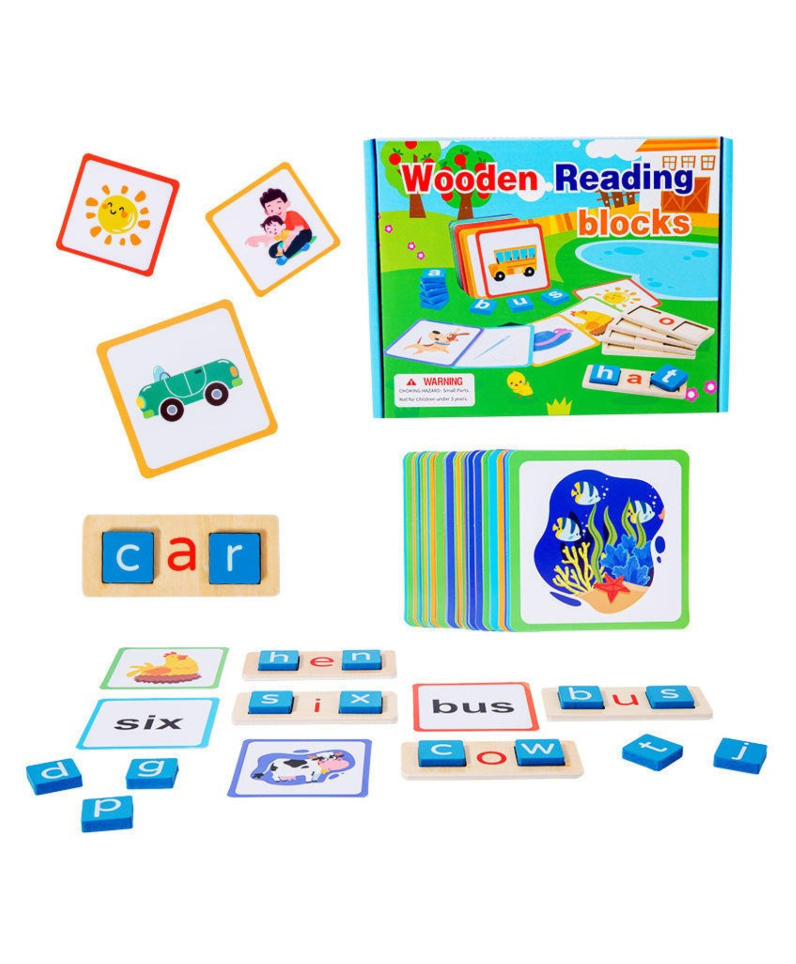 YAMAMA Children Wooden Reading Blocks English Letters Cognitive Words Spelling Game Kids Montessori Educational Wooden Learning Toys Multicolor-image-48
