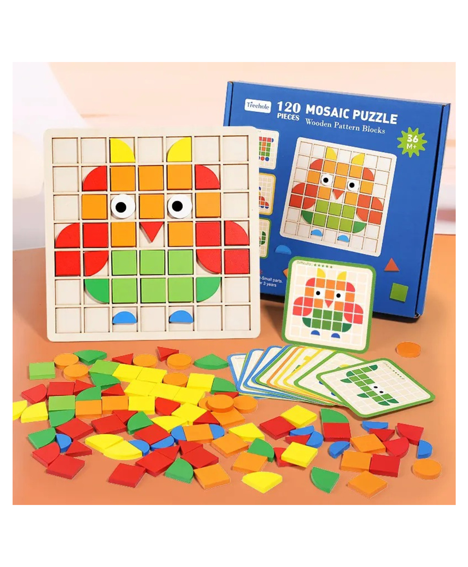YAMAMA Cartoon Wooden Creative Jigsaw Puzzles Shape Matching Game Wooden Kids Educational Toy CPC CE 120 Pieces Mosaic Puzzles Multicolor-image-31