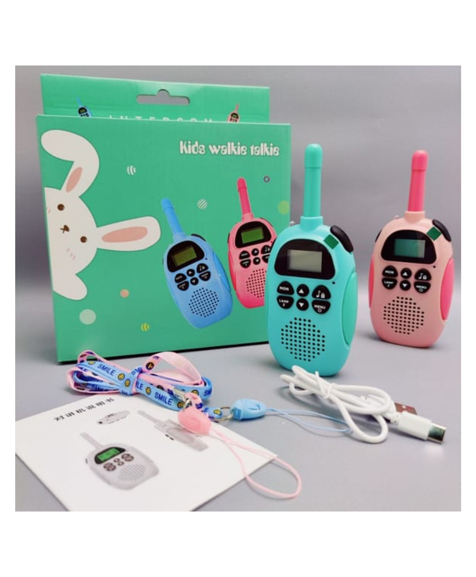 YAMAMA Handheld Two Ways Radio Children Walkie Talkie Rechargeable Long Range Built-in Flashlight Toy, Kids Walkie Talkie Color May Vary-image-36