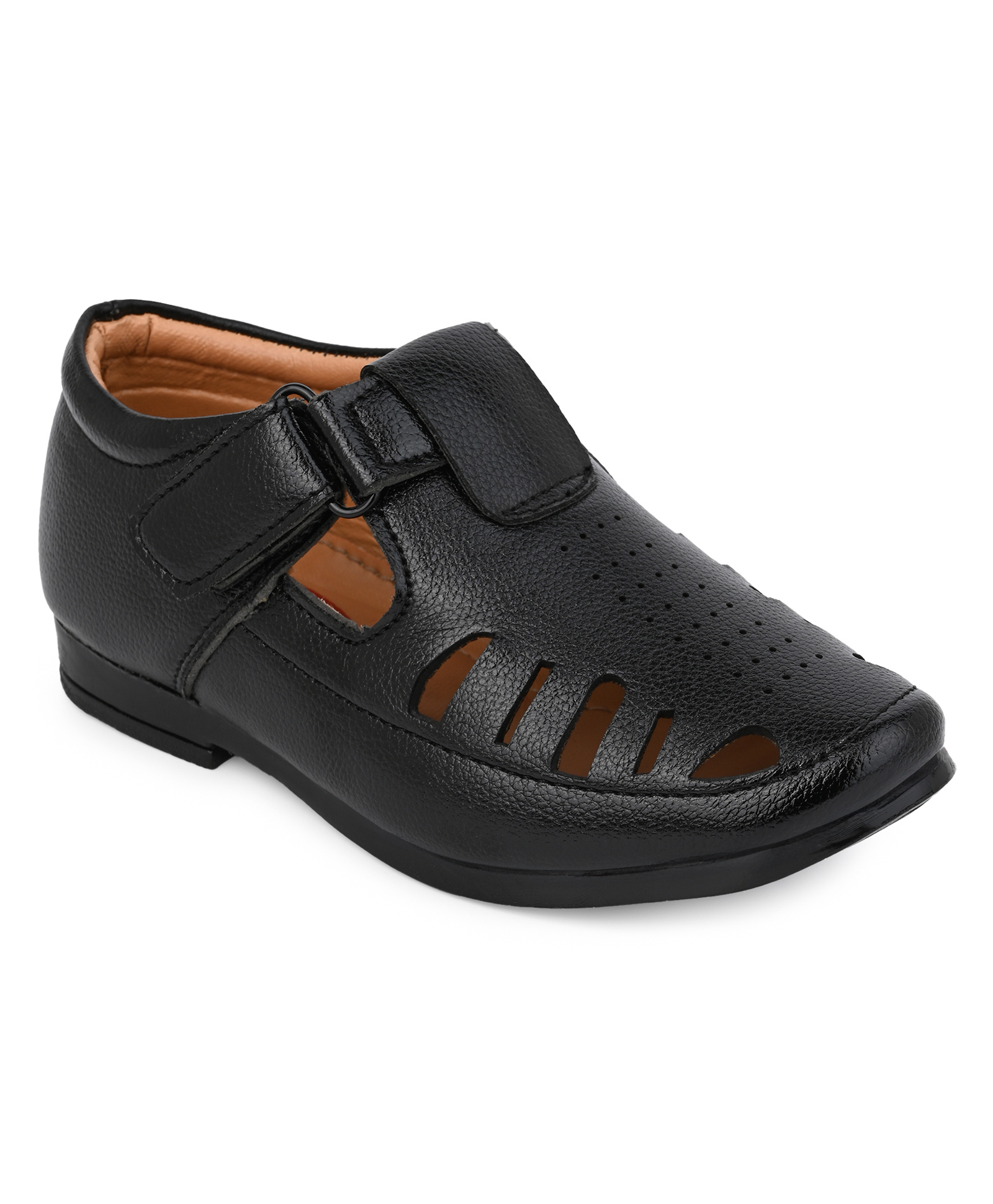MLTC Self Designed With Velcro Closure Perforated Sandals - Black-image-30