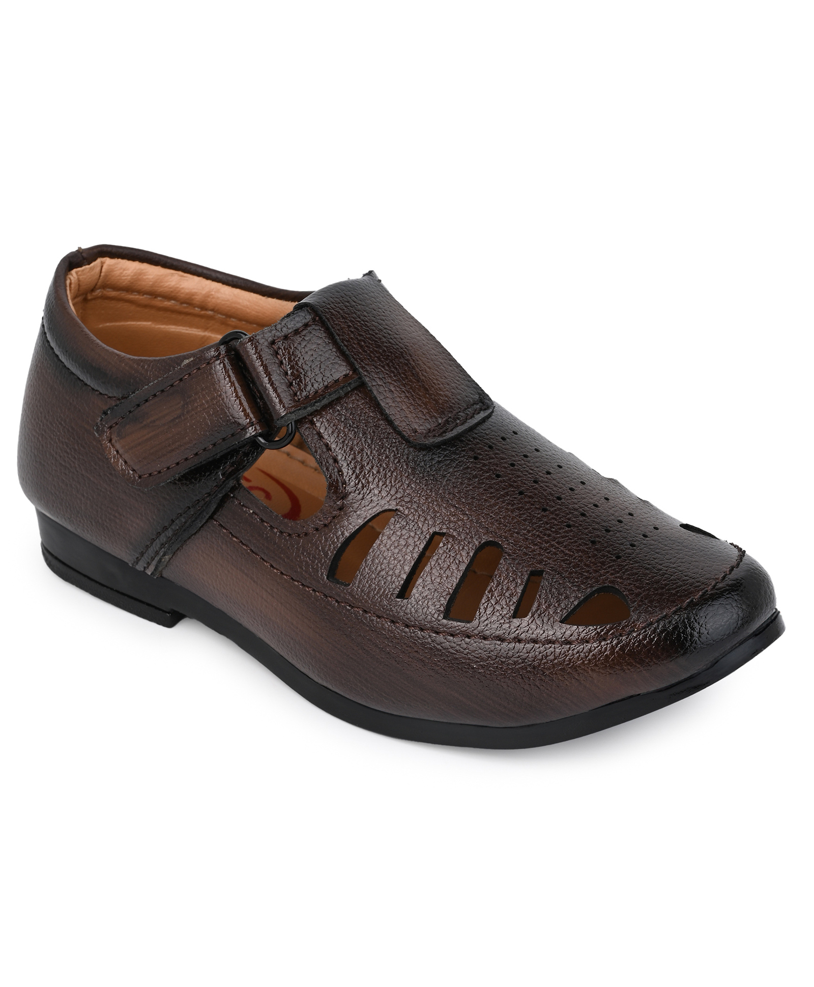 MLTC Self Designed With Velcro Closure Perforated Sandals - Brown-picture-24