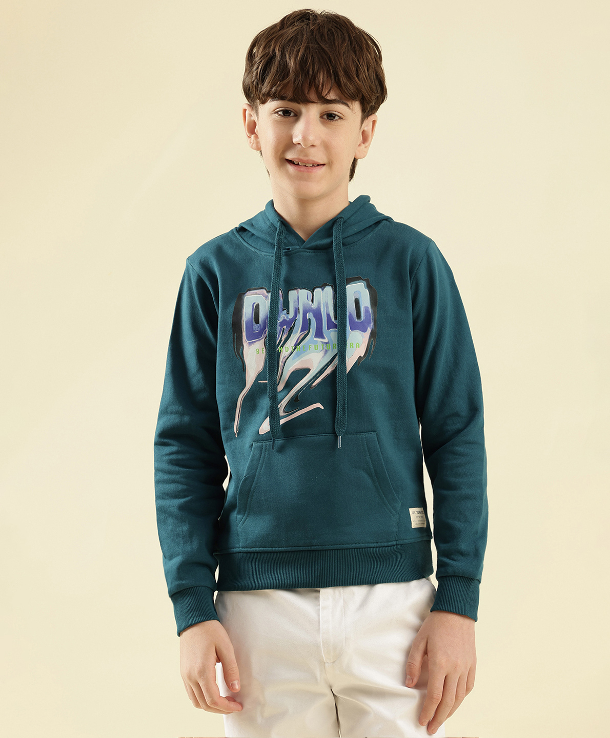Lil Tomatoes Cotton Fleece Knit Full Sleeves Text Printed Sweatshirt - Teal-image-25