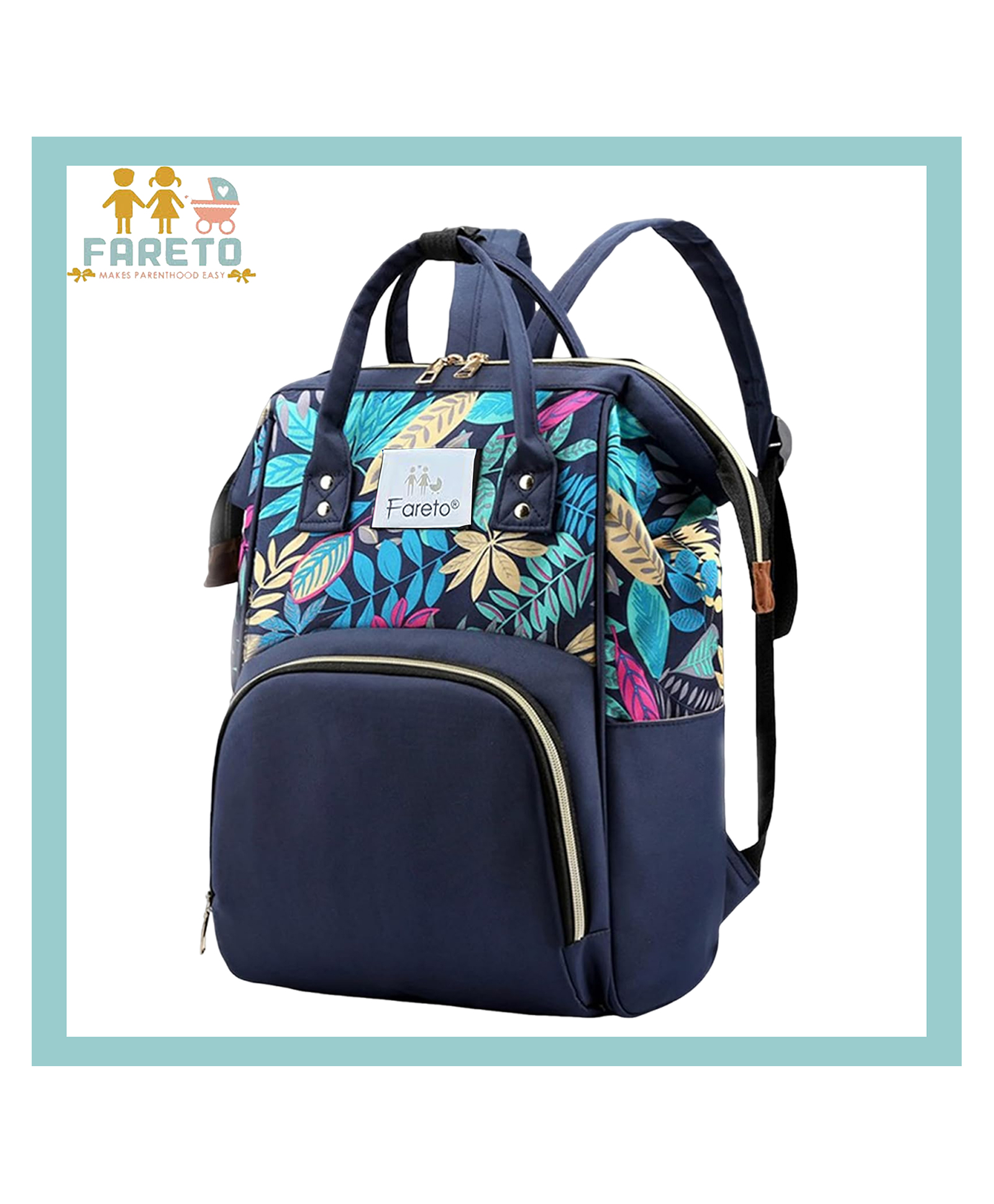 Fareto Premium Quality Diaper Bag for Mother Multipurpose Stylish Diaper Backpack -Navy Blue-image-30