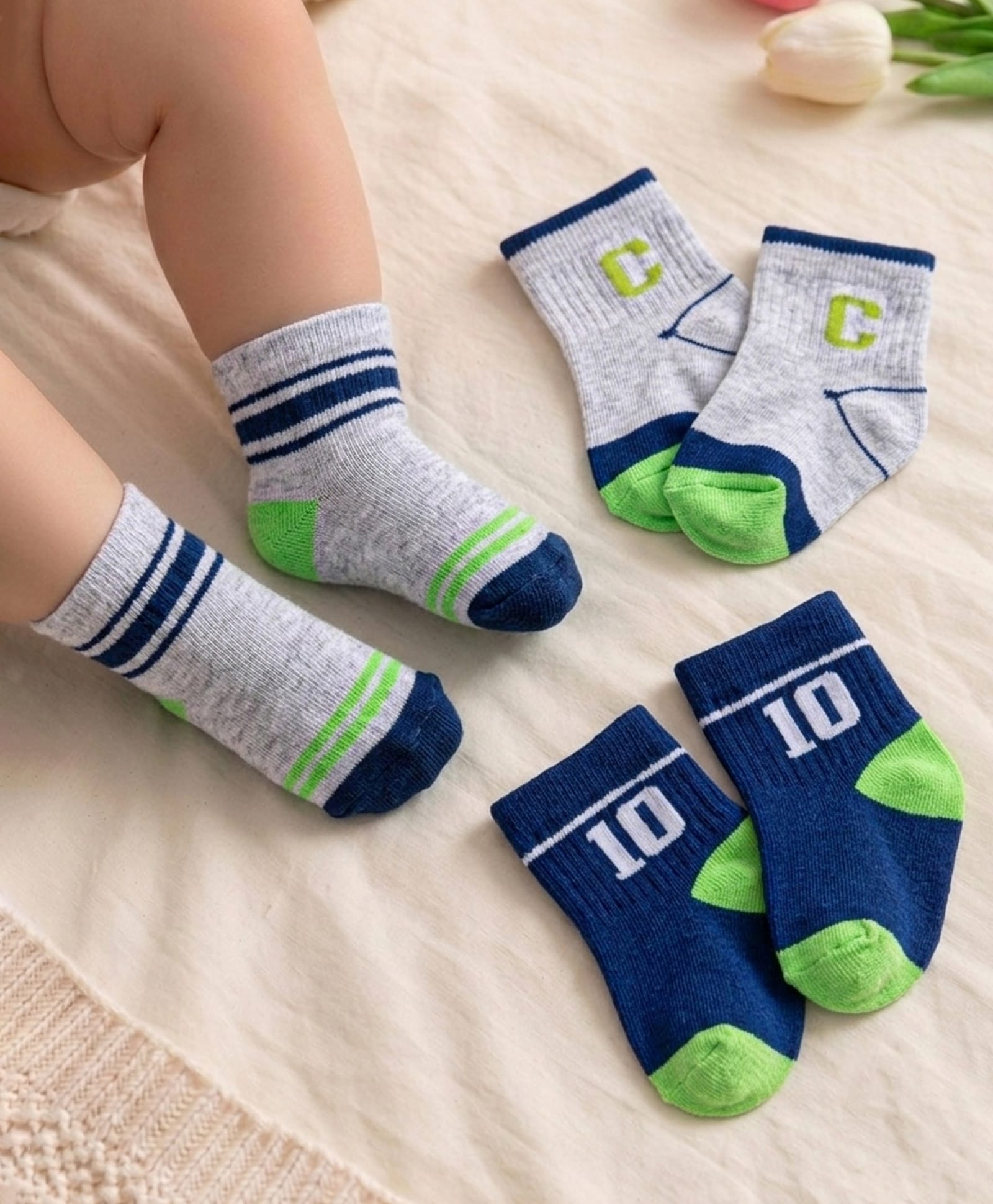 Cute Walk by Babyhug Knit Anti Bacterial Ankle Length Designed Socks Pack of 3 - Multicolor-picture-17