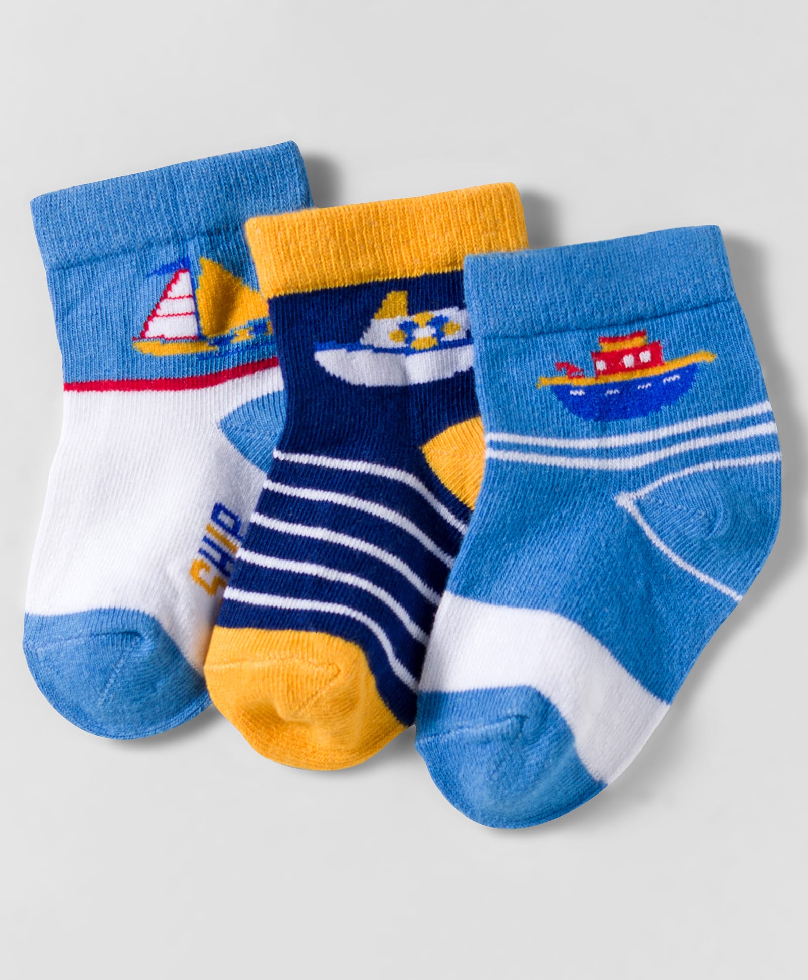 Cute Walk by Babyhug Knit Anti Bacterial Ankle Length Socks With Boat Design Pack of 3 - Multicolor-picture-15