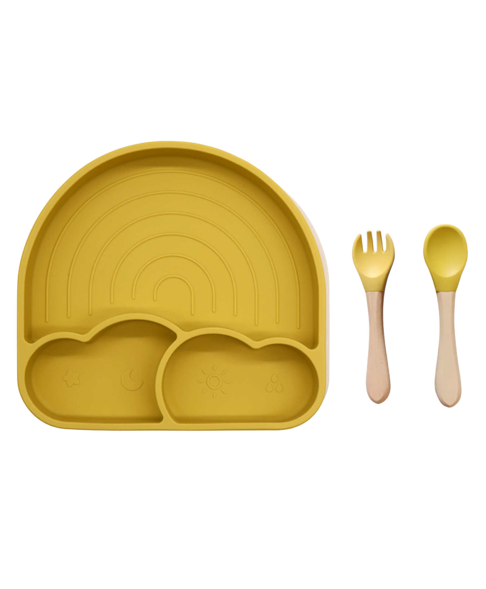 Theoni Silicone Suction Baby Feeding Set with Plate, Spoon & Fork Mess Free Toddler Mealtime Essential Mango-picture-6