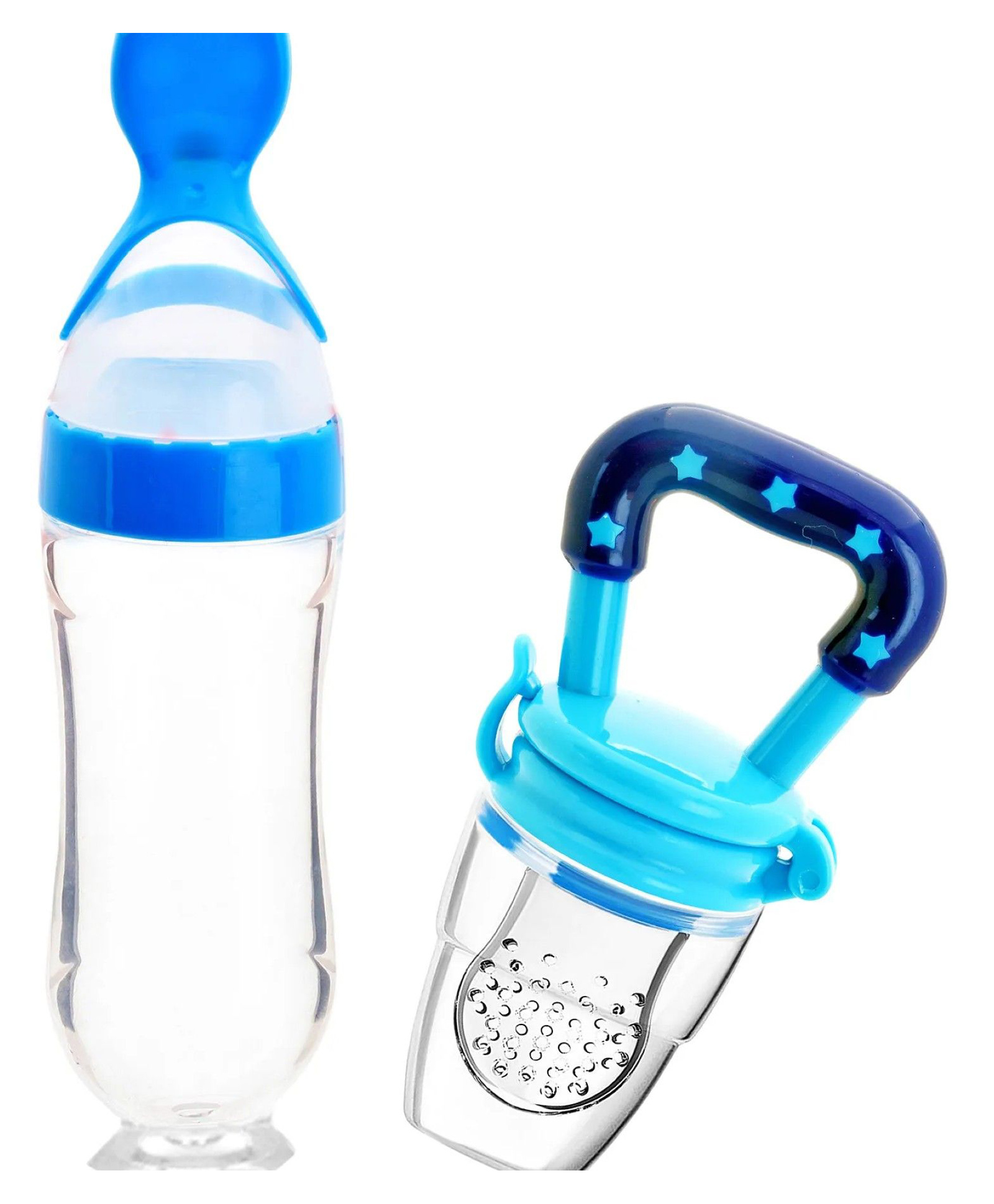 Bubble Trouble Infant Squeezy Silicone Spoon Food Feeder and Fruit Pacifier-Blue-image-25