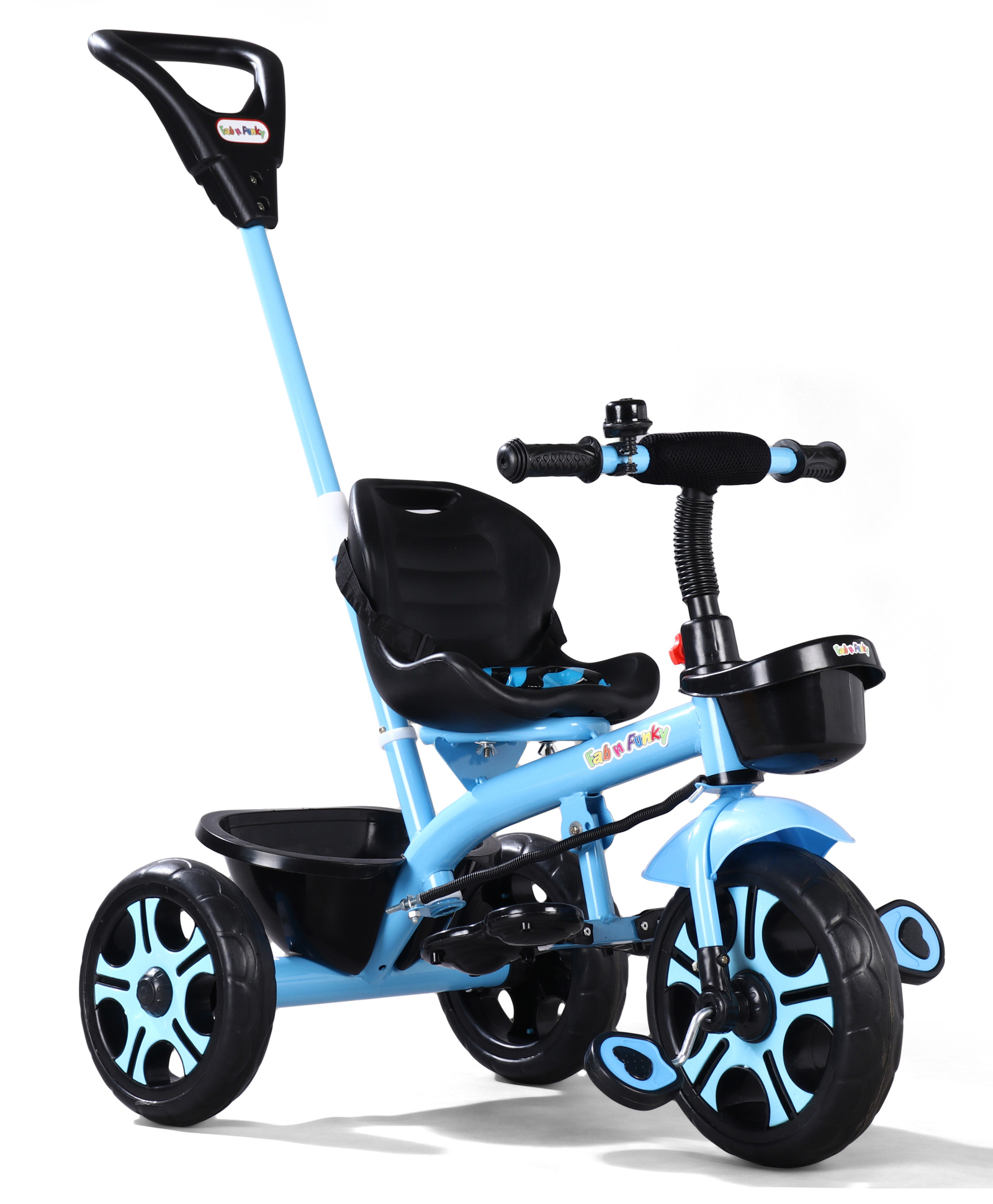 Kids Tricycle with Removable Parental Handle & Cushion Seat -Blue|Plug & Play Wheels|Foldable Footrest| Sturdy & Durable Frame|Easy Assembling| Puncture Proof Tyres| Storage Basket| Activity Gift-image-43