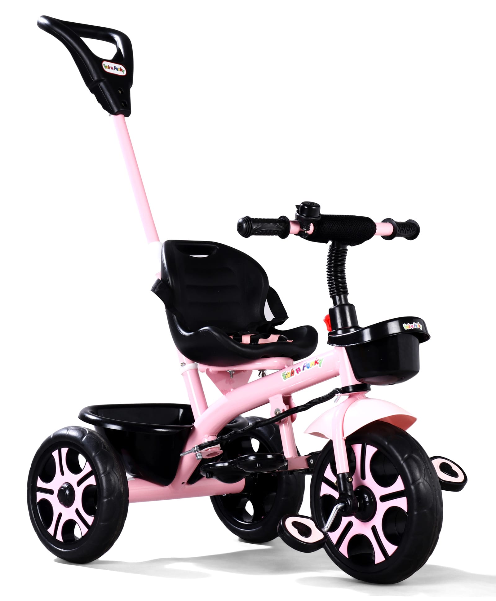 Kids Tricycle with Removable Parental Handle & Cushion Seat -Pink|Plug & Play Wheels|Foldable Footrest| Sturdy & Durable Frame|Easy Assembling| Puncture Proof Tyres| Storage Basket| Activity Gift-image-48