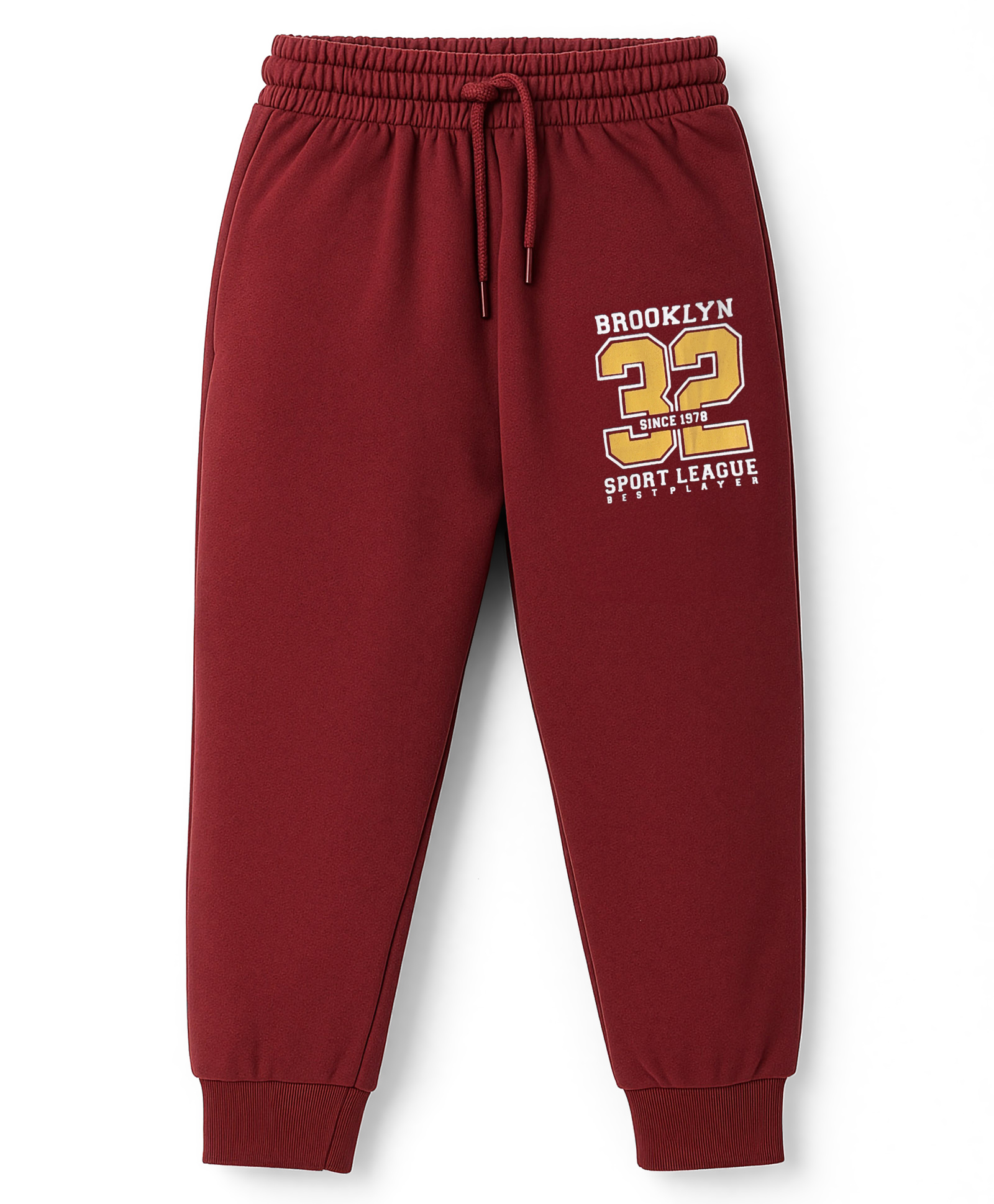 Taeko Single Jersey Knit Full Length Lounge Pant With Brooklyn Print - Maroon-picture-14
