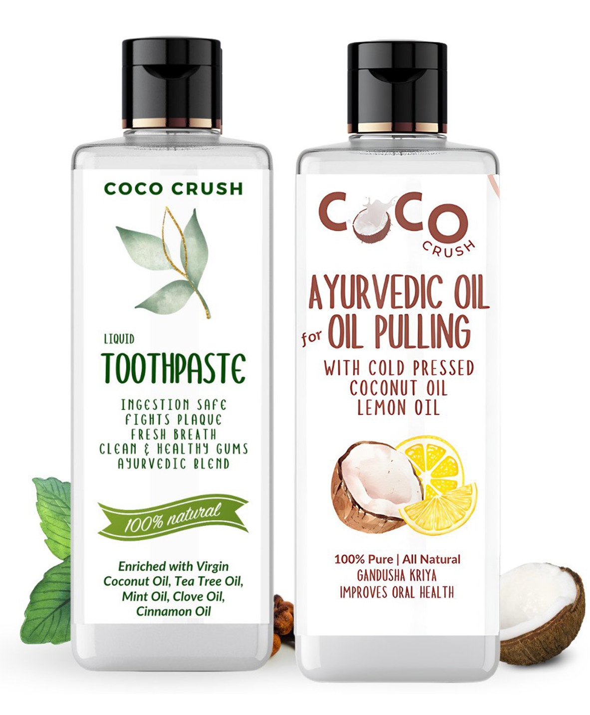 Coco Crush Ayurvedic Liquid Toothpaste & Cold Pressed Coconut Lemon Oil for Oil Pulling, 200 ml (2 x 100 ml)-picture-13