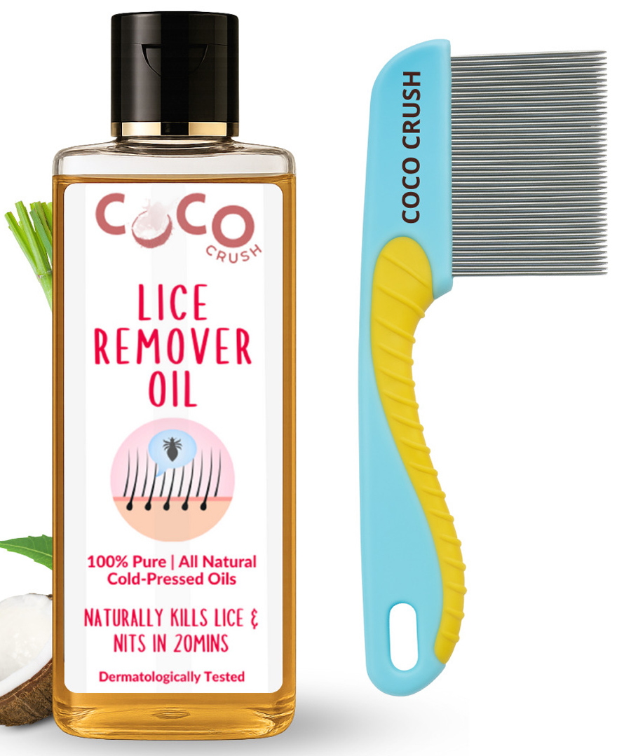 Coco Crush Lice & Nits Remover Hair Oil and Long-Handle Easy to Use Lice Comb, 100% Natural - 200ml-image-21