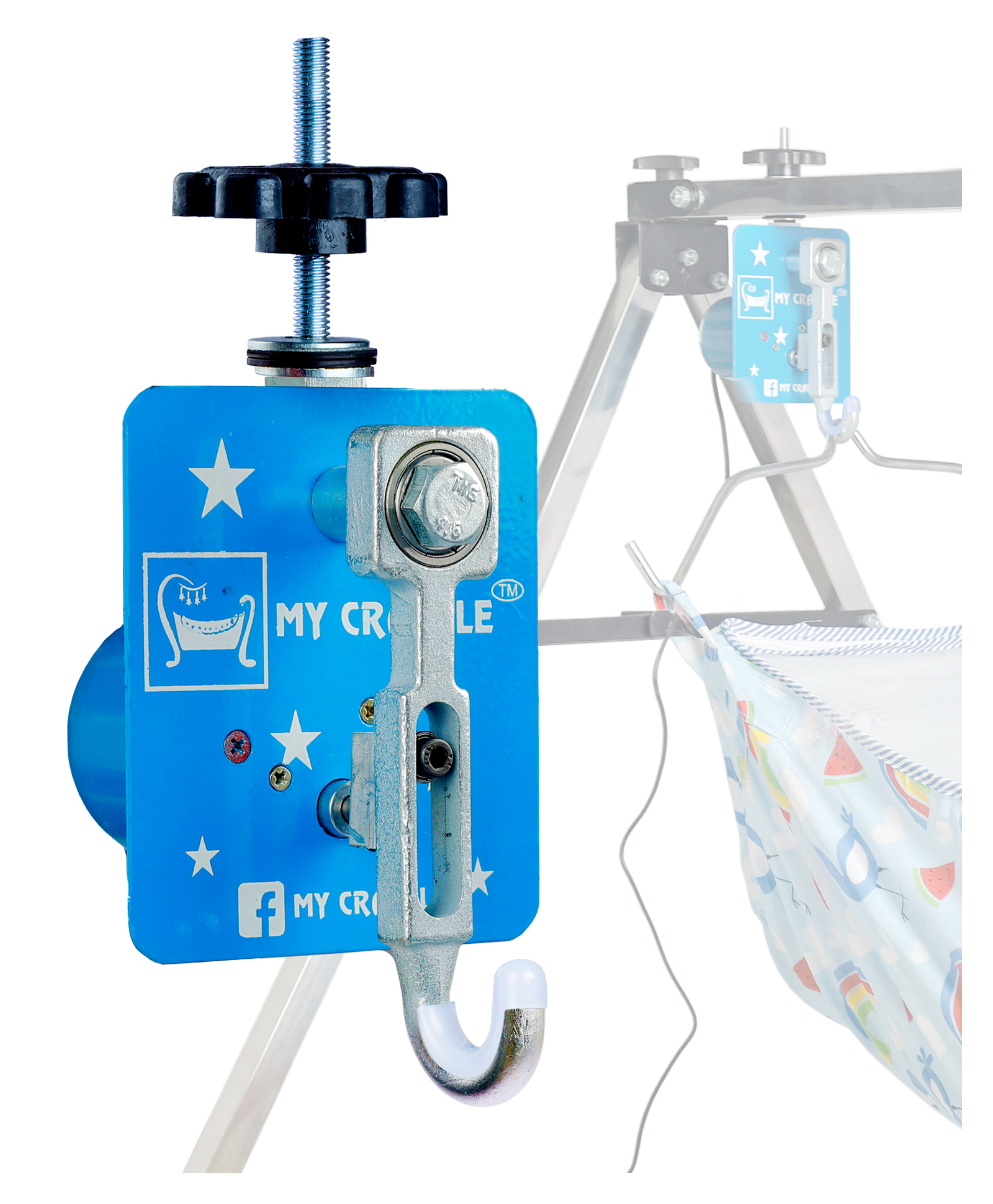 My Cradlle Blue Squer Automatic Baby Cradle Swing Kit - Multicolour-image-0