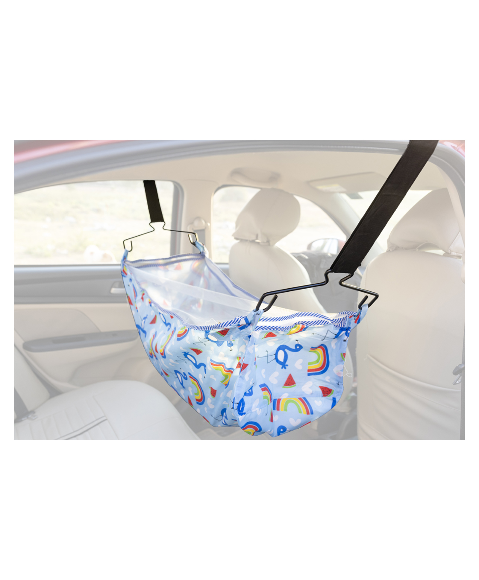 My Cradlle Car Cradle Hammock with Mosquito Net for Baby | Portable with Adjustble Belt, Hammock Cloth, Hangers (Cloth Colour May Vary)-image-19
